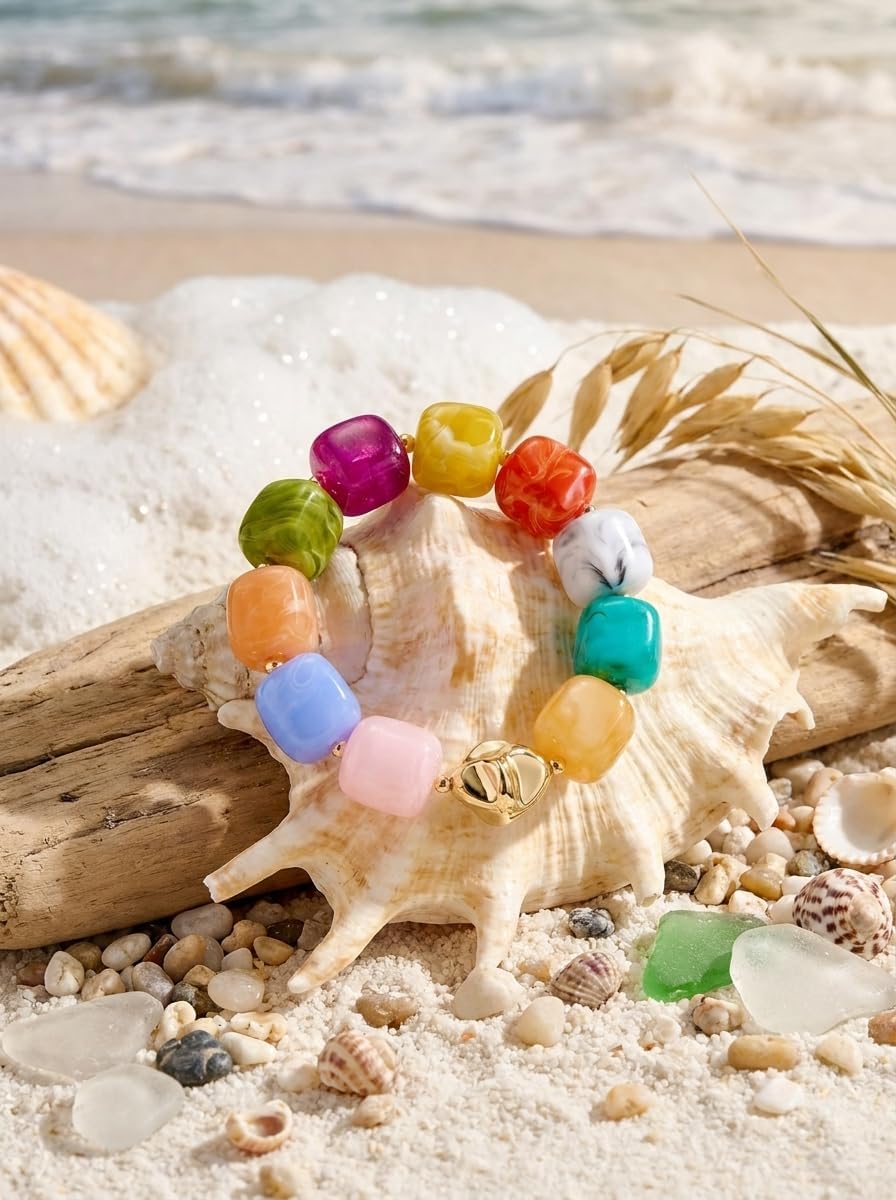 Detalle de BARXION Beaded Bracelet with Acrylic Beads