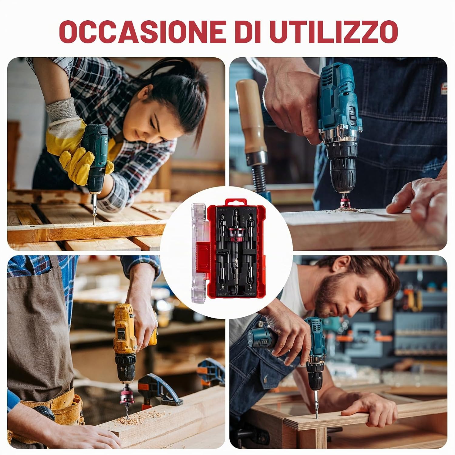 Thumbnail 6 de Punte trapano a svasatura set legno 5