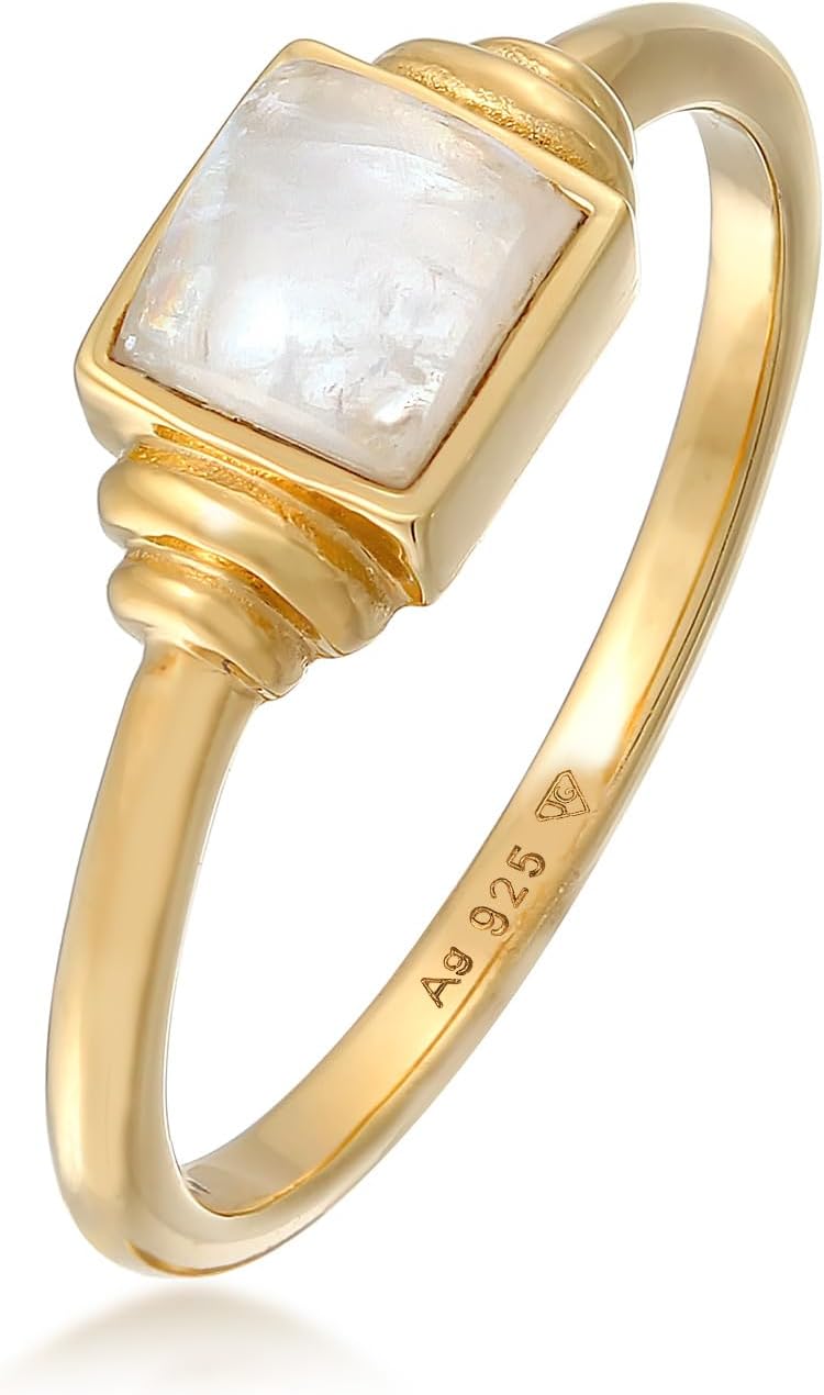 Detalle de Elli Ring Quadrat Vintage Mondstein 925 Silber