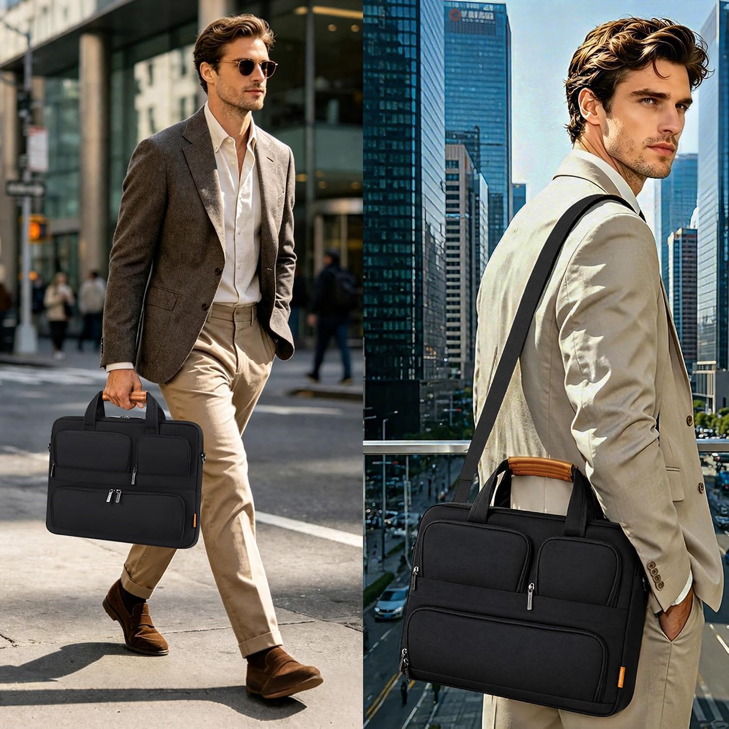 Detalle de DOMISO 17 inch Laptop Bag for Men – Versatile, protective briefcase for everyday work