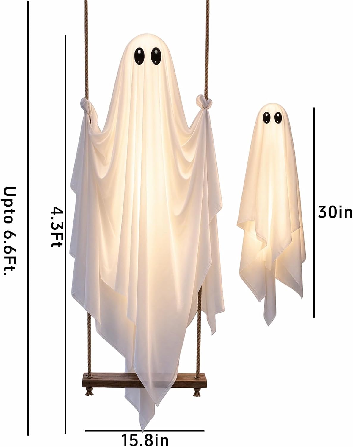 Thumbnail 6 de Fopxuni Fopxuni-HAL-LSWG-001 5FT Swinging Ghost Decor with Warm White Lights