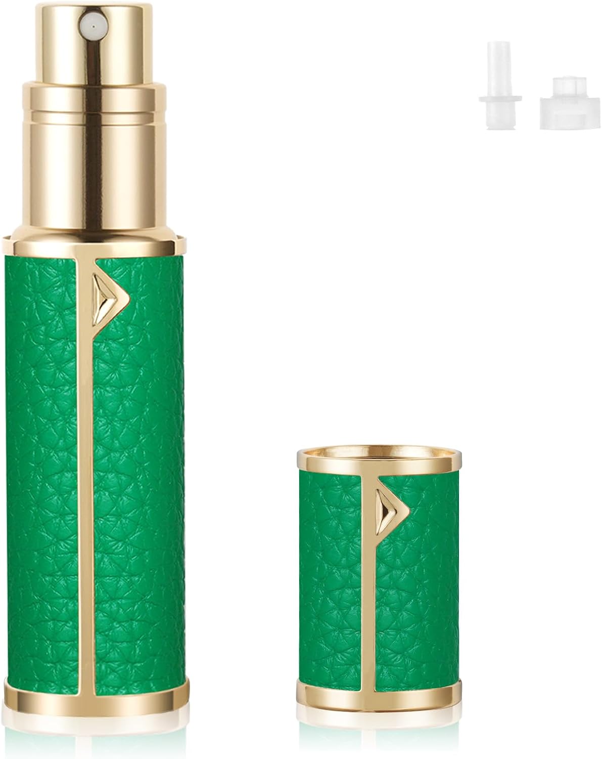 Detalle de LOPHE flacone spray profumo da viaggio 5 ml con ricarica e nebulizzatore in PU motivo litchi (verde)