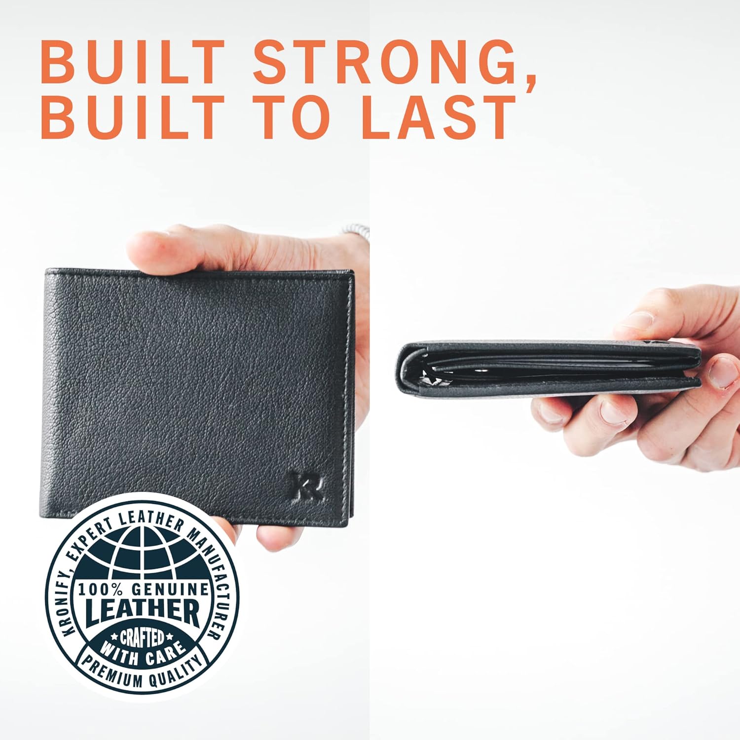 Thumbnail 3 de KRONIFY portafoglio uomo in vera pelle con protezione RFID/NFC, formato orizzontale e 13 scomparti carte (nappa nera)