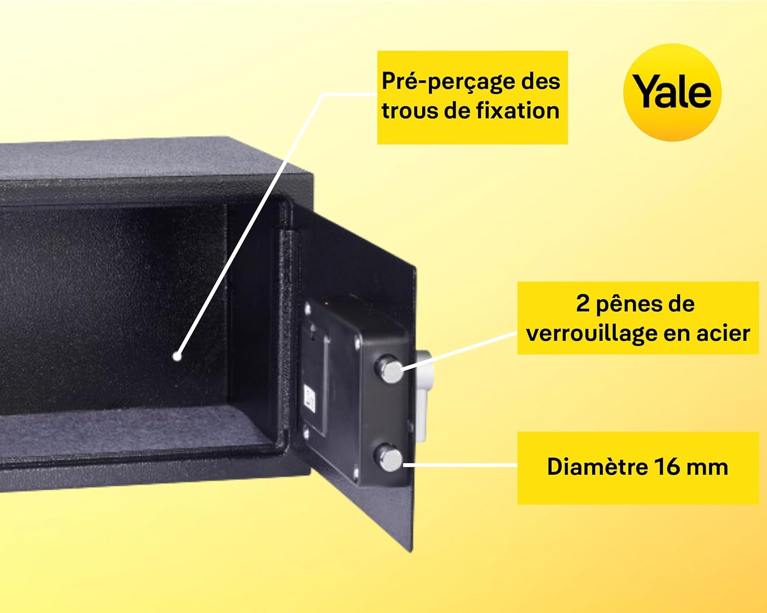 Thumbnail 4 de Coffre-fort électronique Yale Medium 16,3 L – Serrure code 3 à 8 chiffres (YSV/250/DB2)