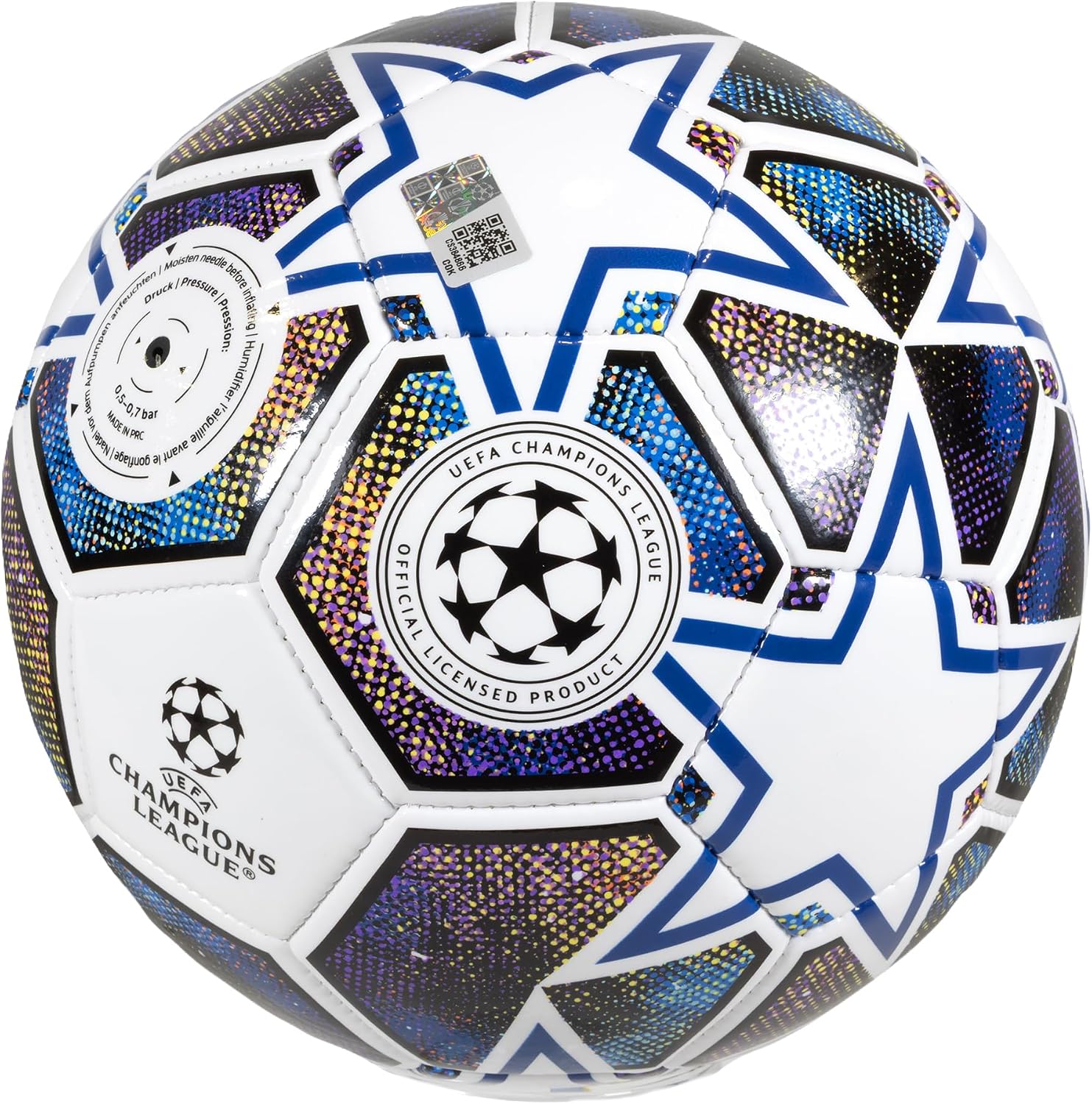 Detalle 1 de Hy-Pro UEFA Champions League Football, Size 5, Star Design, White/Blue/Green