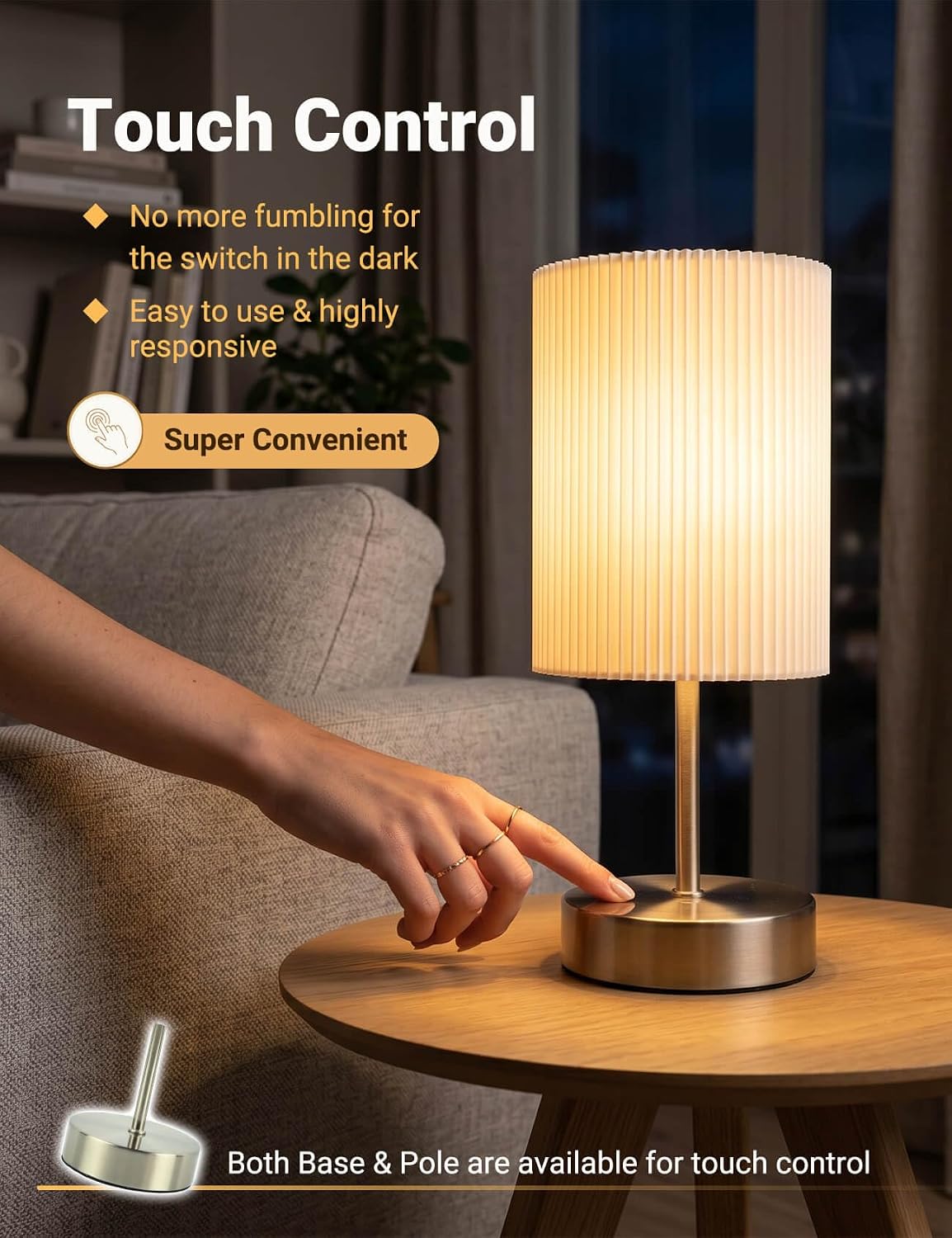 Thumbnail 2 de HSLighting Touch Control 3-way Dimmable Bedside Lamp