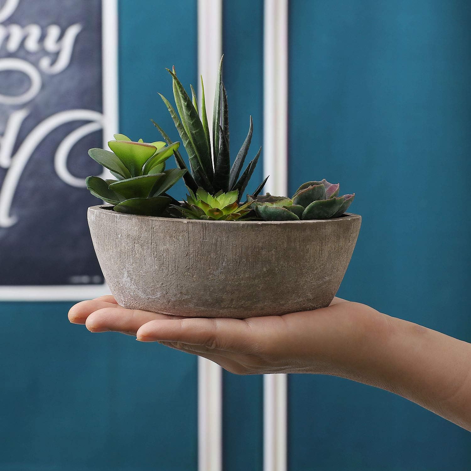 Detalle 2 de T4U Set of 2 Small Artificial Potted Plants, Dark Green Indoor Decor
