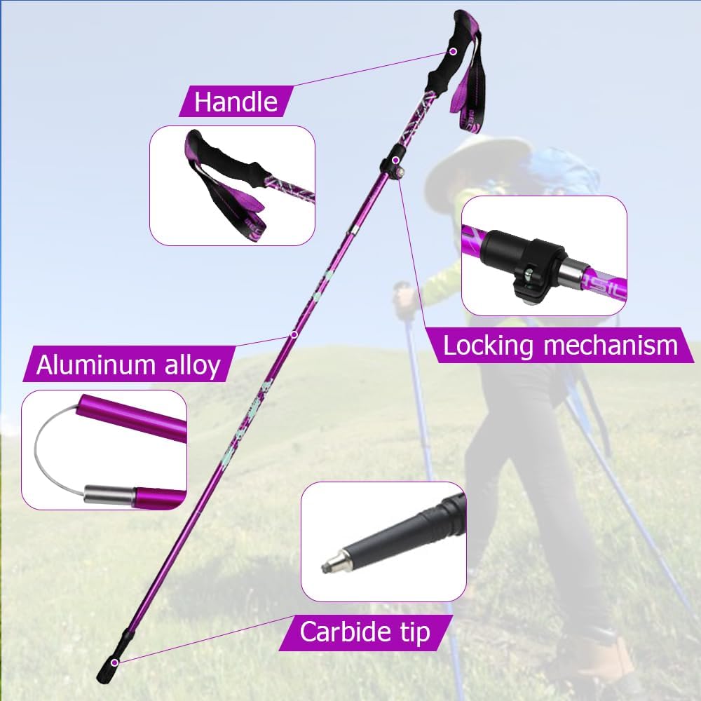 Thumbnail 3 de HOVIN Damen-Walkingstöcke faltbar (105–125 cm) – Trekkingstöcke mit Gummipuffern