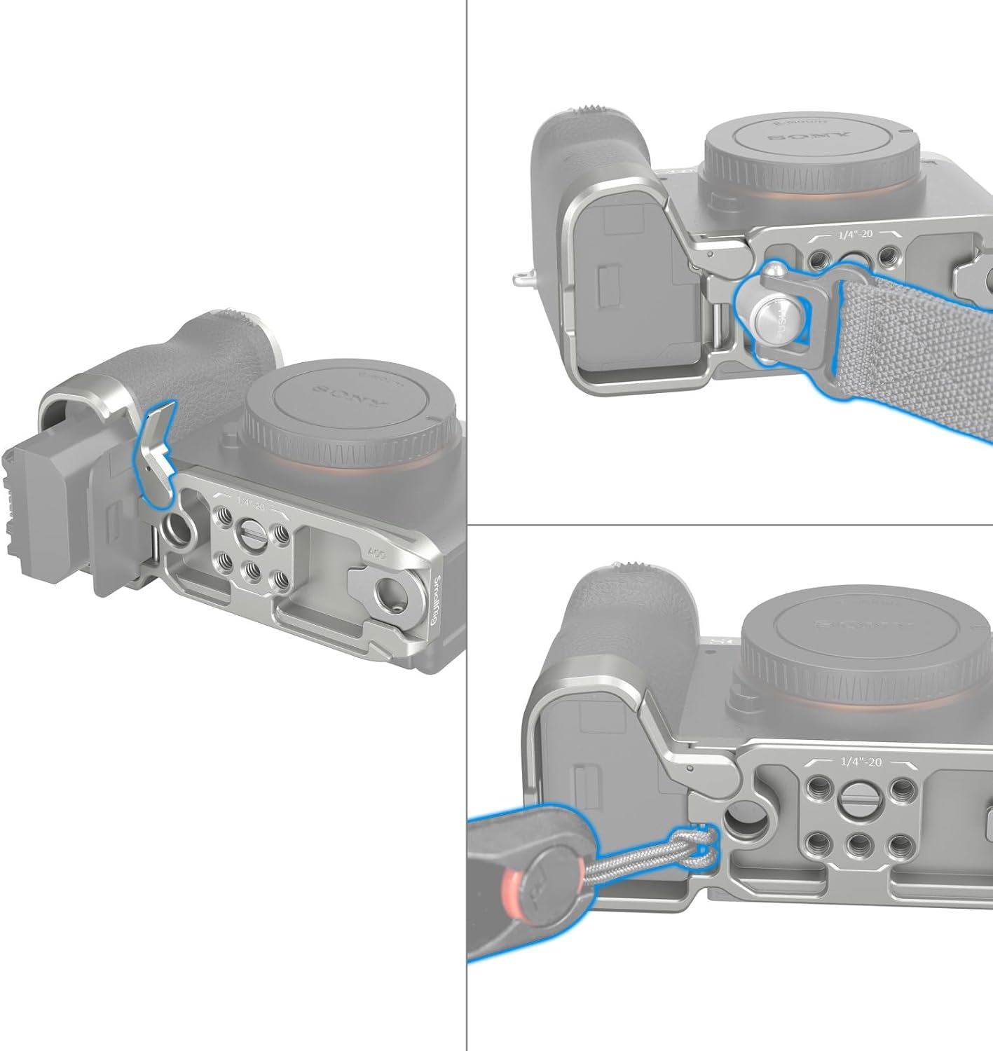 Detalle de SMALLRIG 4439 – srebrna płytka bazowa do Sony A7C II/A7CR z mocowaniem Arca