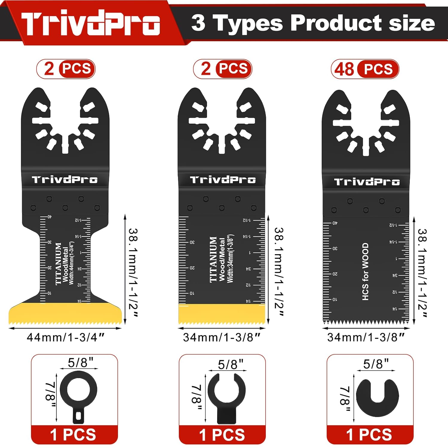 Detalle de TrivdPro Titanium Multitool Blades 52-Piece Oscillating Tool Set