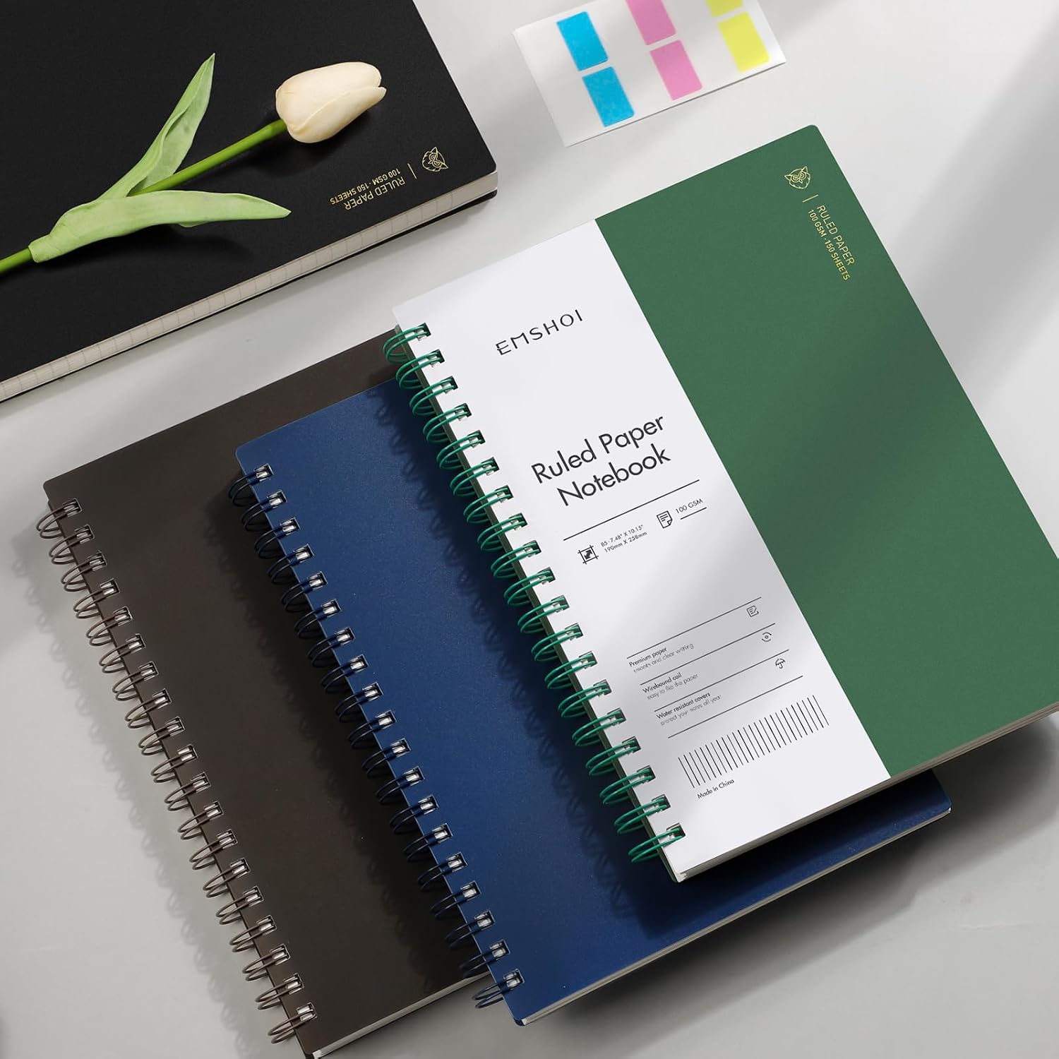 Thumbnail 6 de EMSHOI A4 Notebook College Ruled – Spiral, 300 Pages, PVC Cover, 21.5x27.9cm, Blue