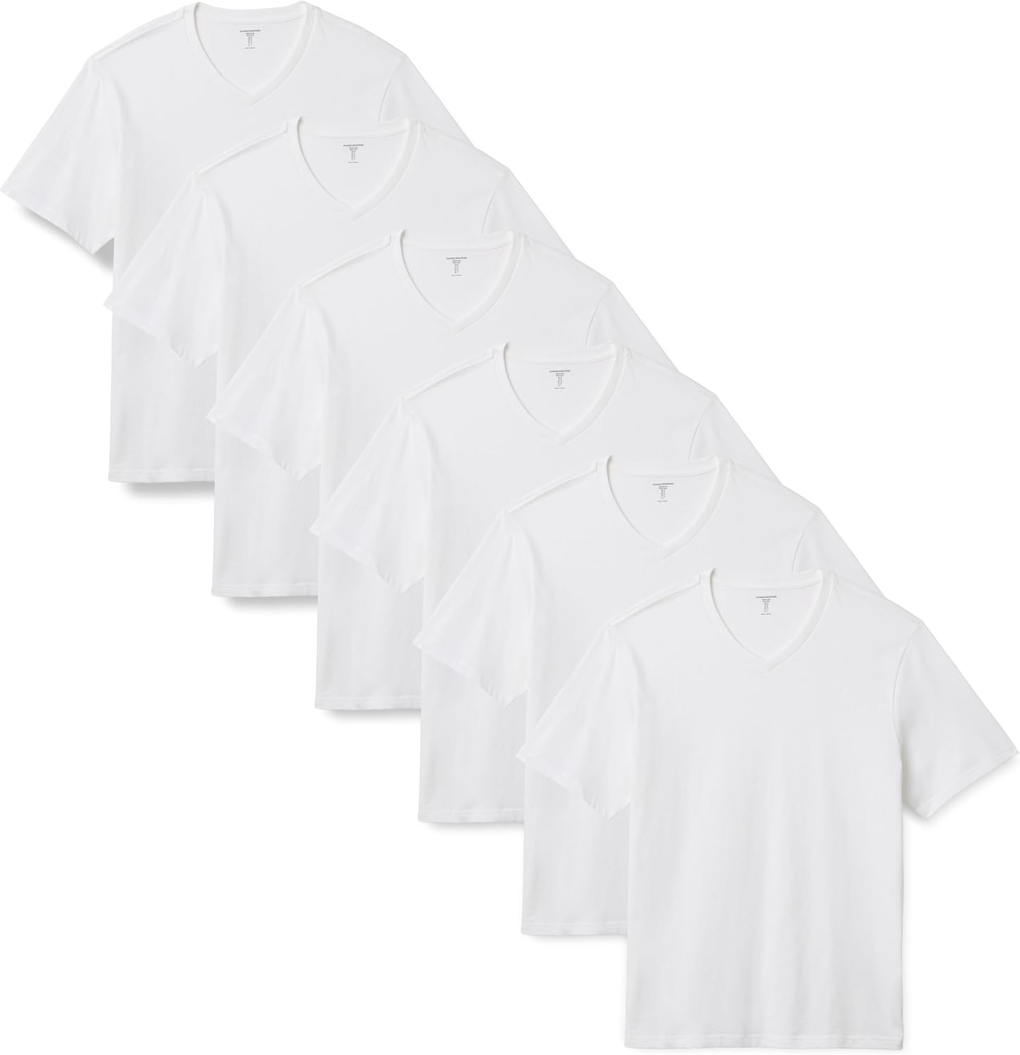 Detalle de Amazon Essentials Men’s Regular-Fit Short-Sleeve V-Neck T-Shirt Multipack