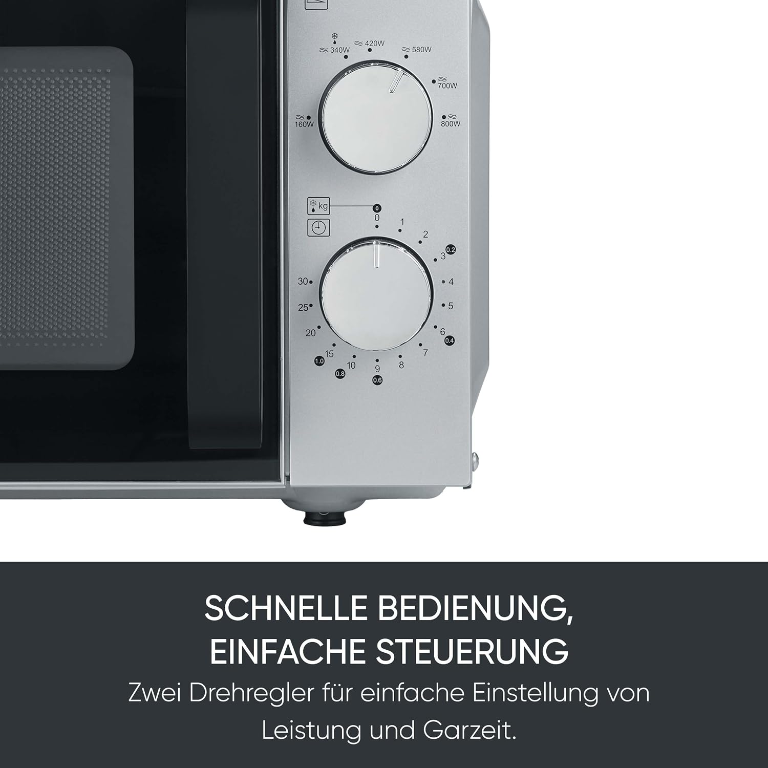 Thumbnail 5 de SEVERIN MW 9184 Solo-Mikrowelle mit Glasboden – 20 L, 800 W, Schwarz/Edelstahl matt