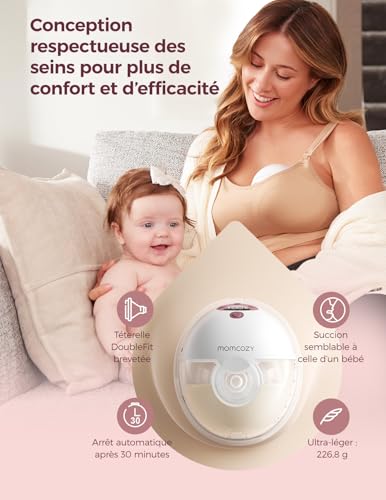 Detalle 2 de Momcozy M5-Smart Tire Lait Électrique Main Libre avec App, Rouge, 2 Pièces