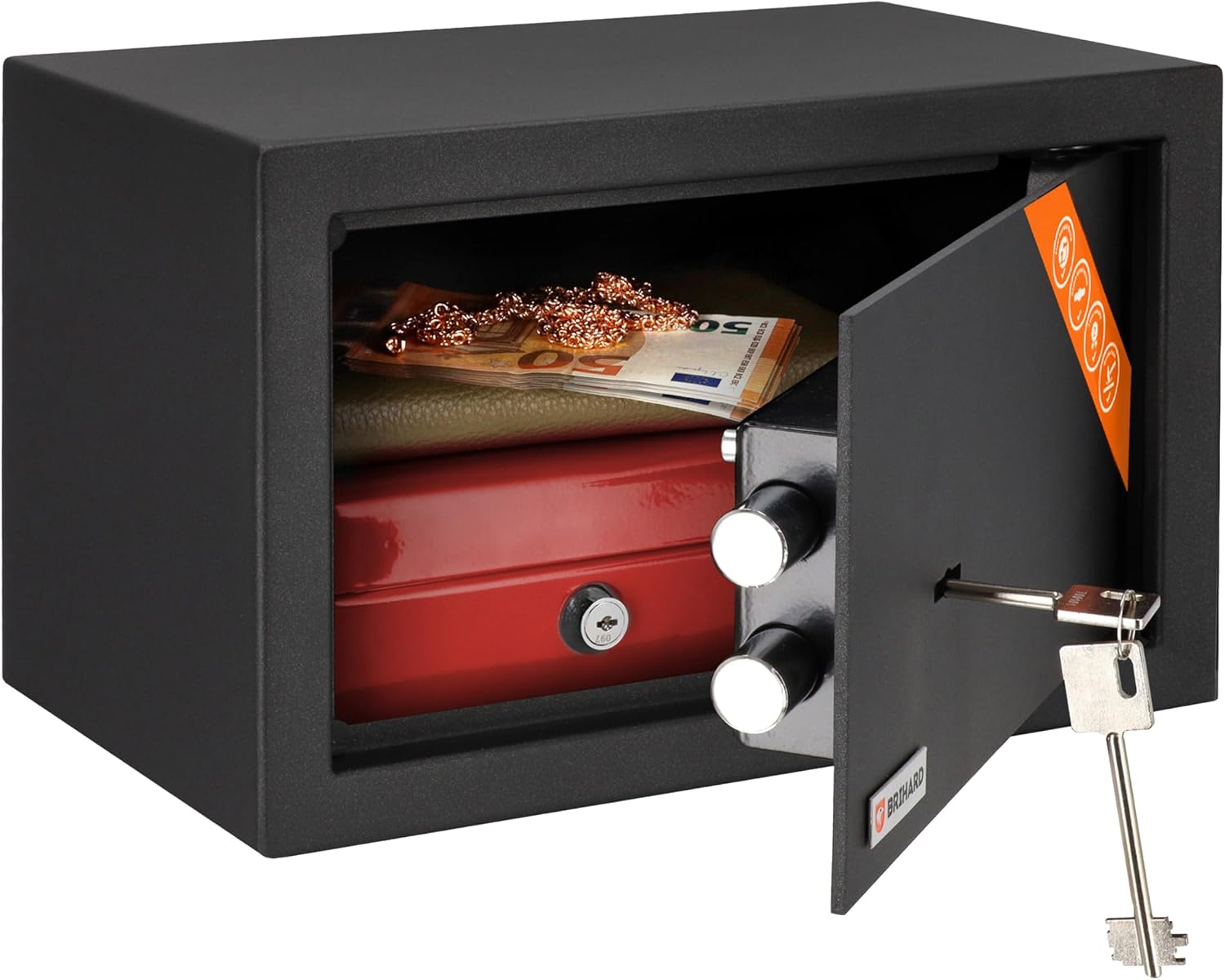 Detalle de Brihard Home Key Lock Safe 20x31x20 cm – 11 L Small Jewellery & Money Safe