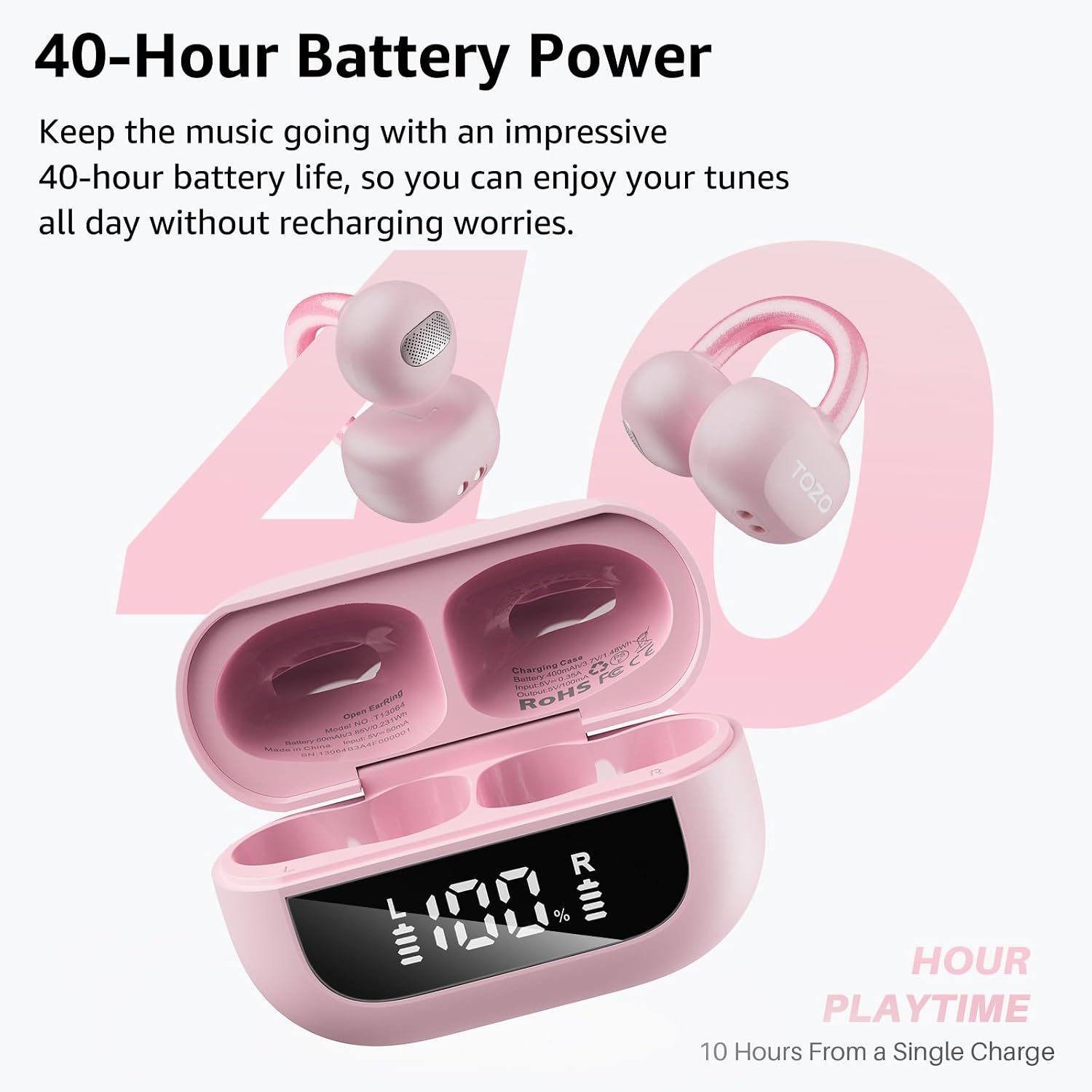 Detalle 1 de TOZO Open-Ear Earbuds Bluetooth 5.4