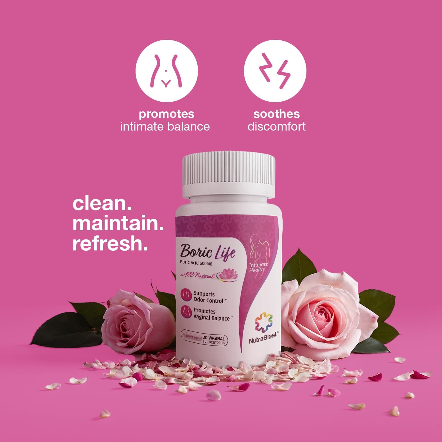 Detalle 2 de NutraBlast Boric acid suppositories 600 mg