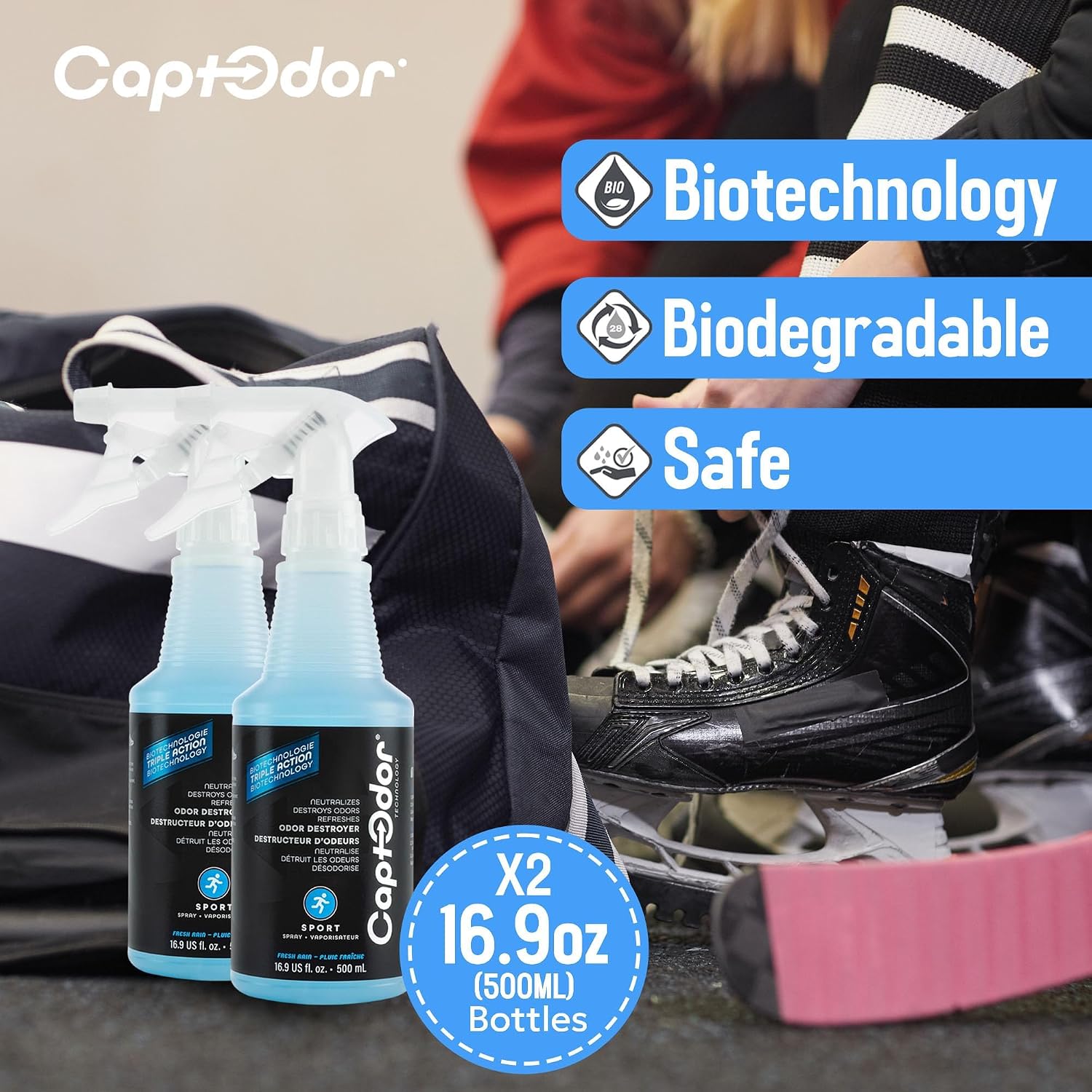 Detalle 2 de Captodor 7001 Sports Odour Eliminator Spray, Fresh Rain, 2 x 500 ml