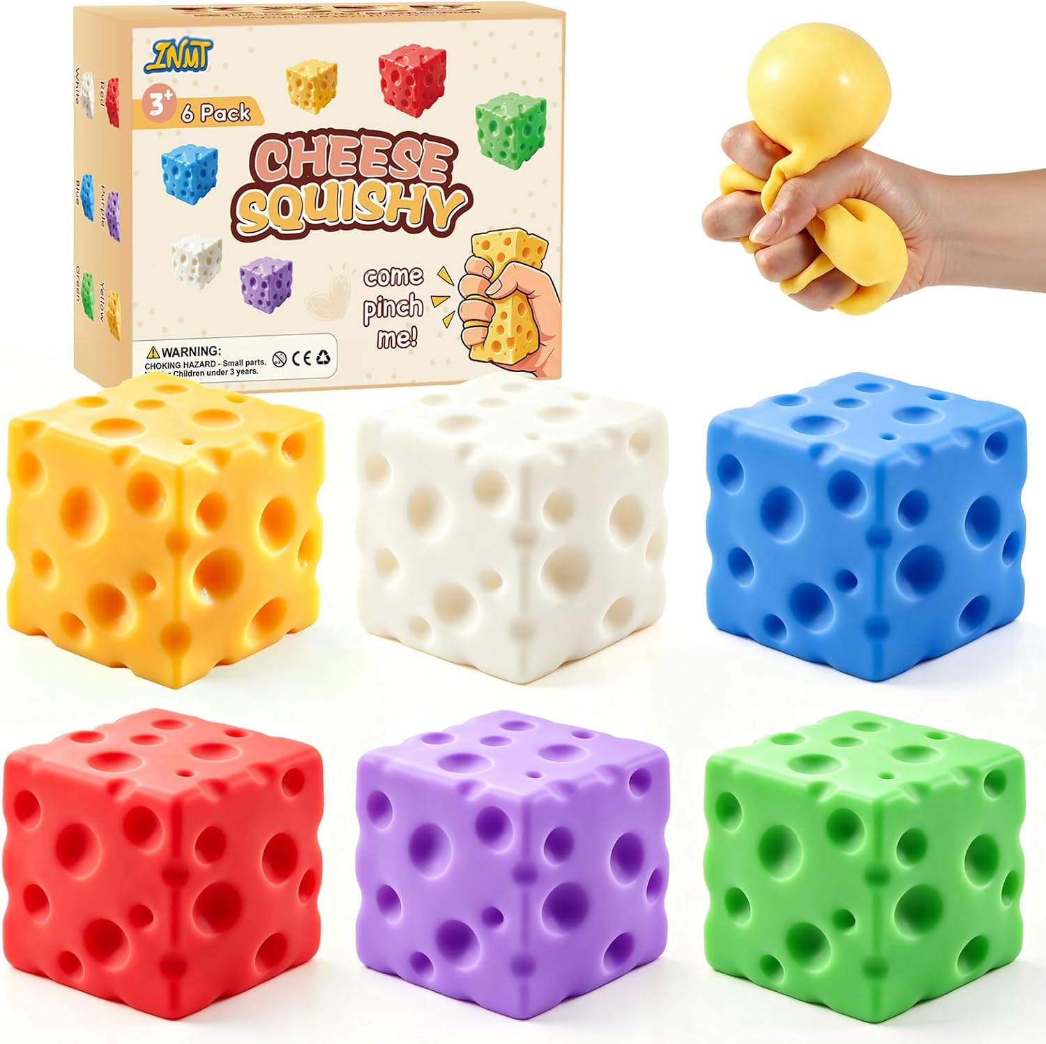 Detalle de INMT Cheese Squishy Fidget Toys, 2.4-Inch Slow-Rising TPR Set of 6