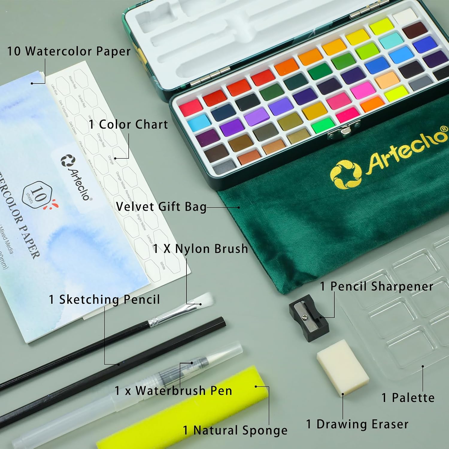 Detalle de Artecho Watercolour Paint Set 50 colours