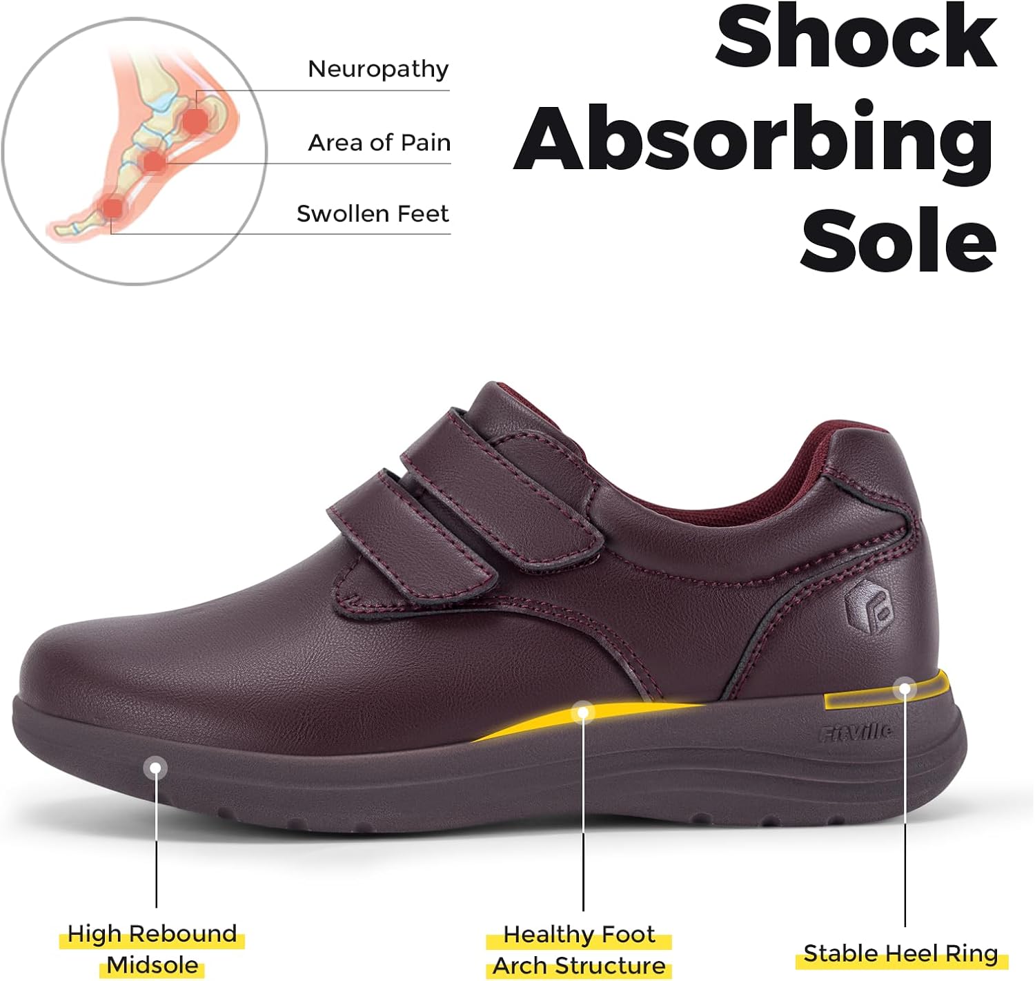 Thumbnail 4 de FitVille wide fit leather shoes with arch support