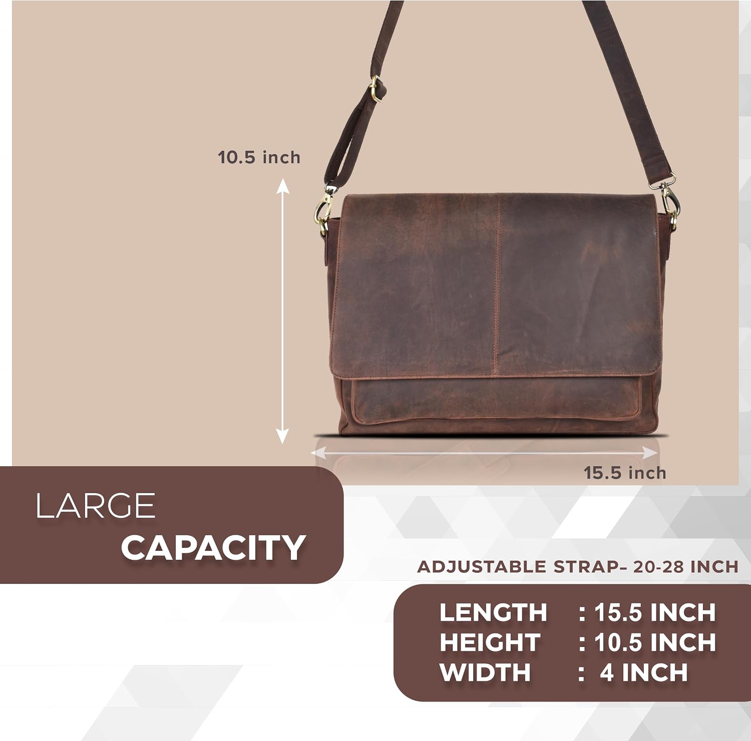 Thumbnail 5 de Oak Leathers handmade leather messenger bag with laptop briefcase design