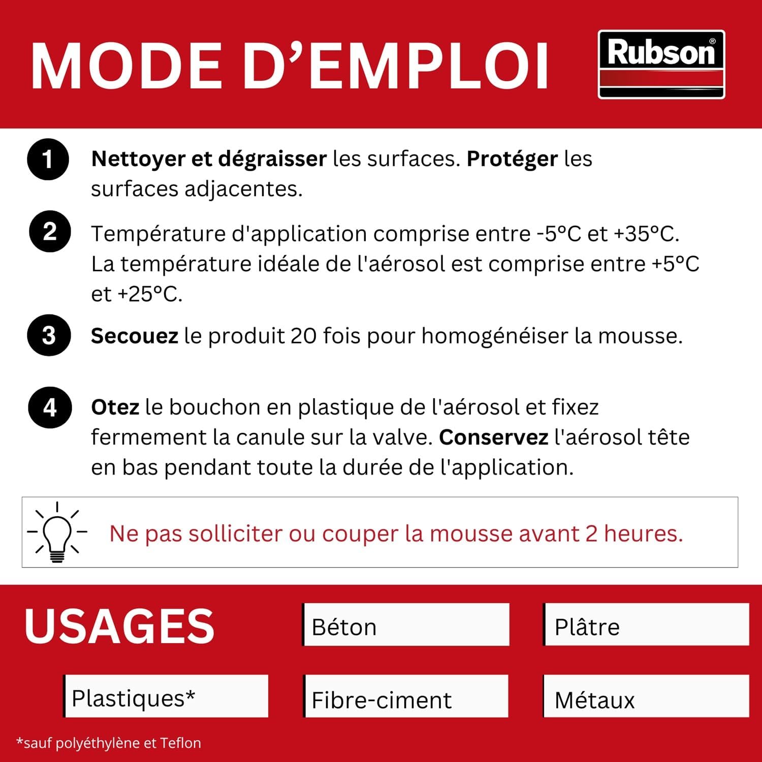 Thumbnail 4 de Rubson Mousse Expansive White Teq – Mousse d'isolation thermique et phonique multi-matériaux, 500 ml
