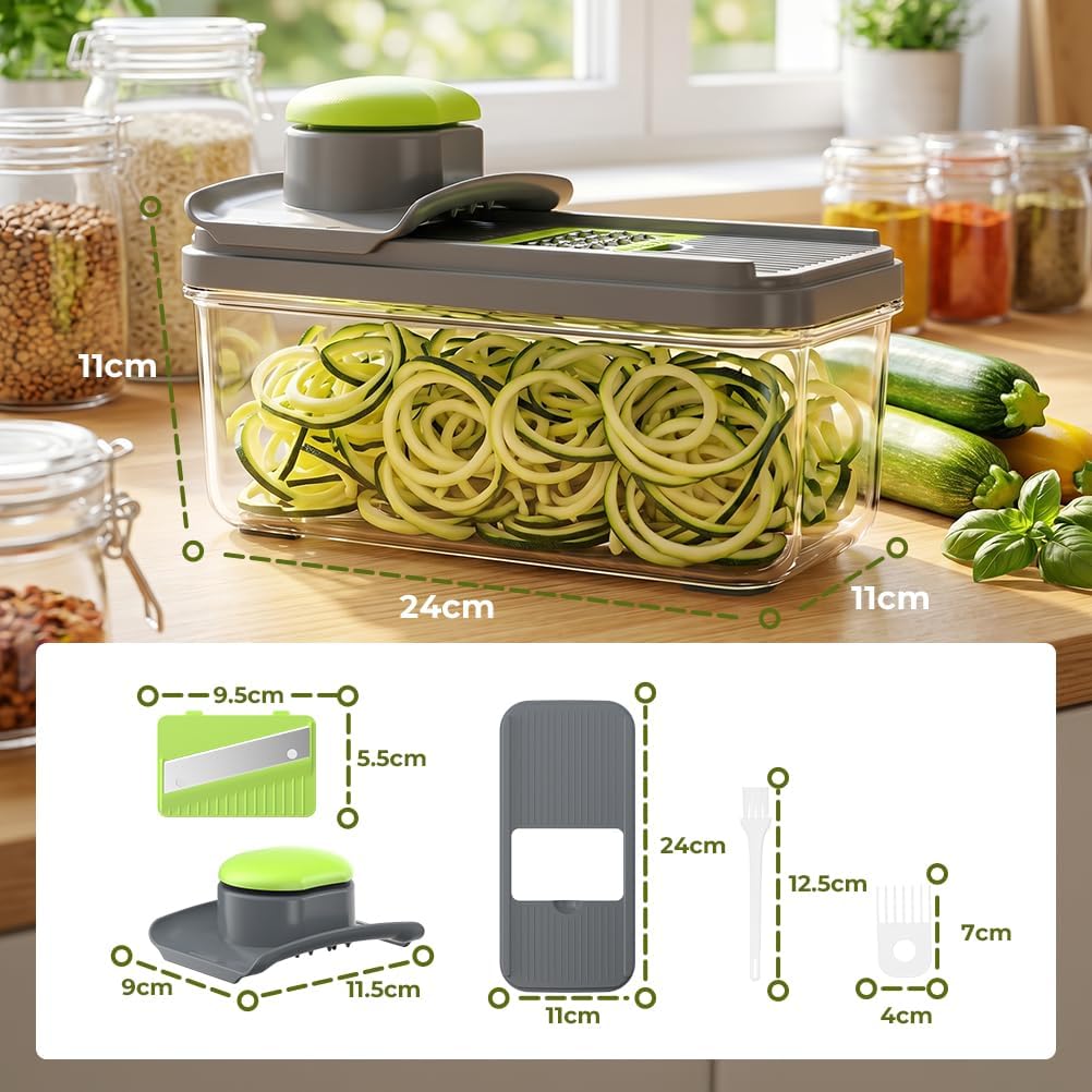 Thumbnail 3 de Vihoom Mandolina per verdure manuale con 5 lame intercambiabili e contenitore da 1,7 L