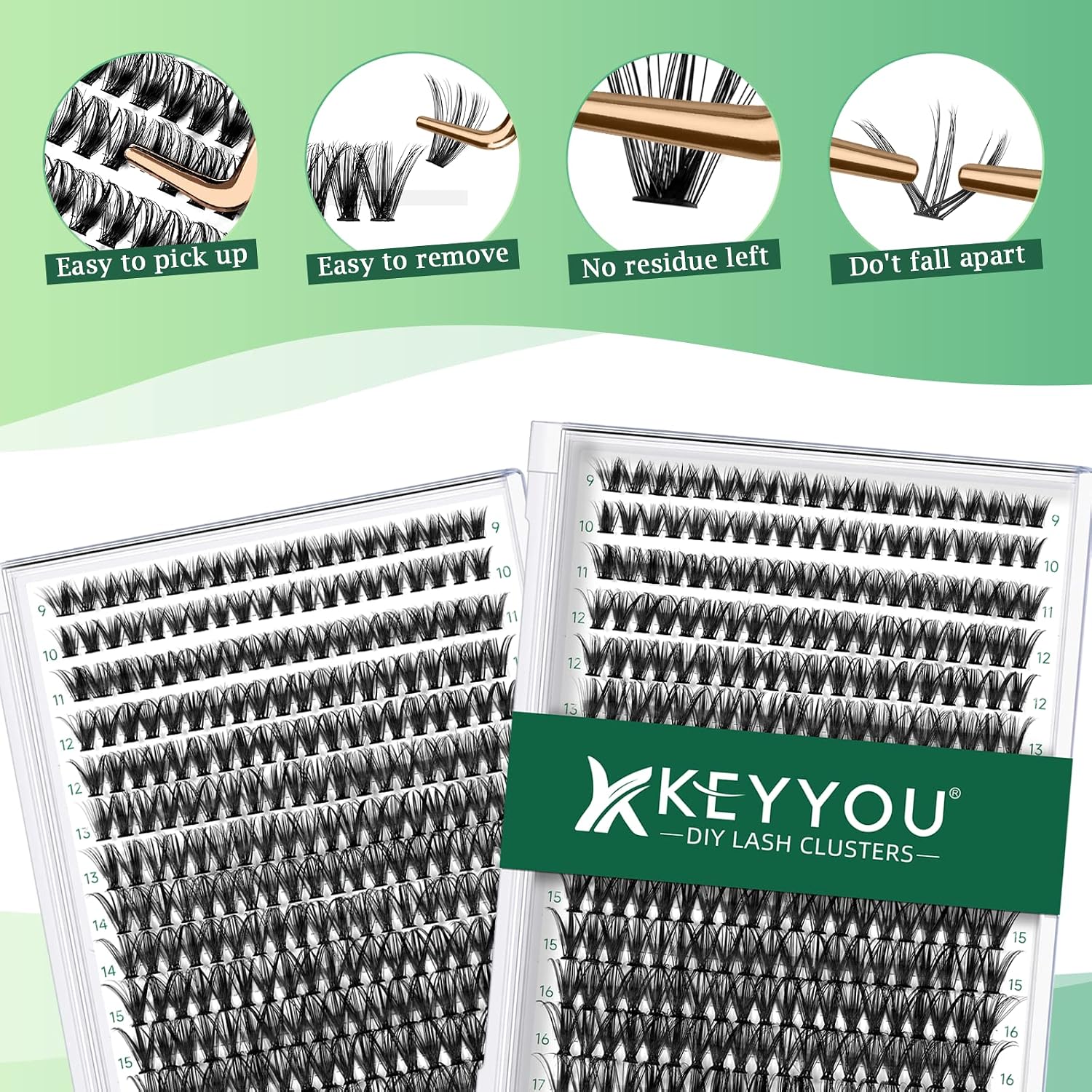 Thumbnail 2 de KEYYOU Lash Clusters 300pcs DIY Eyelash Extension Kit – Soft, Natural Volume with 9–18mm Mixes