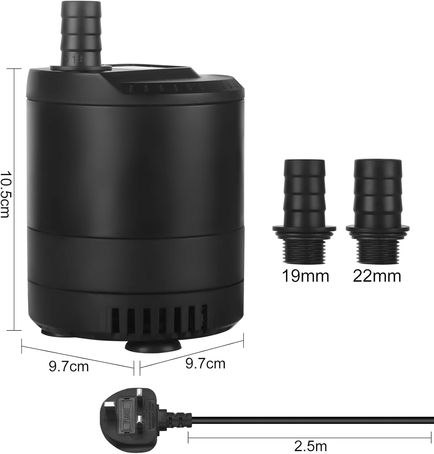Detalle 2 de 45W 3000L/H Submersible Water Pump – Ultra Quiet Aquarium Pump for Fish Tank, Pond and Hydroponics