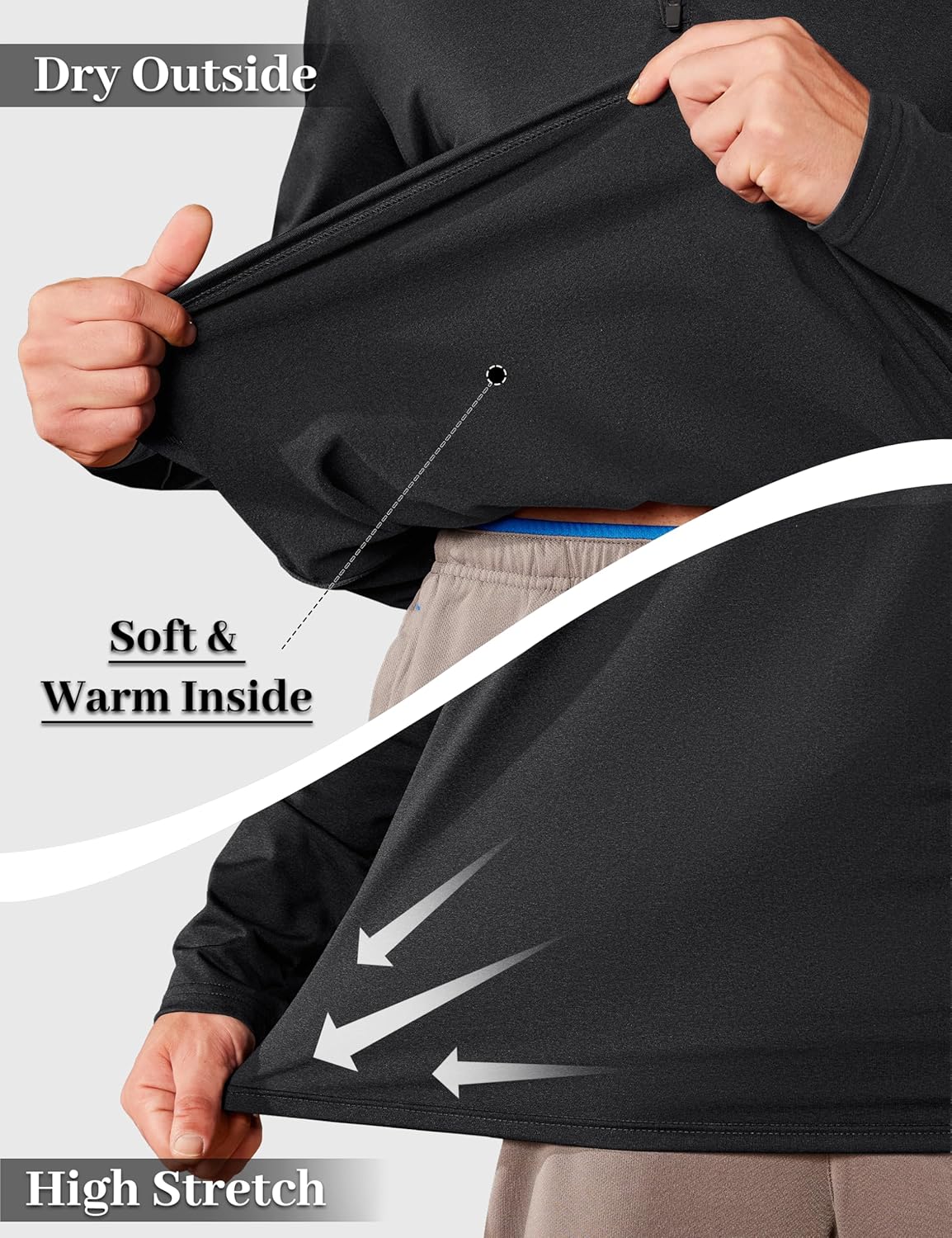 Thumbnail 4 de KEFITEVD men’s 1/4 zip fleece-lined pullover sweatshirt with stand collar