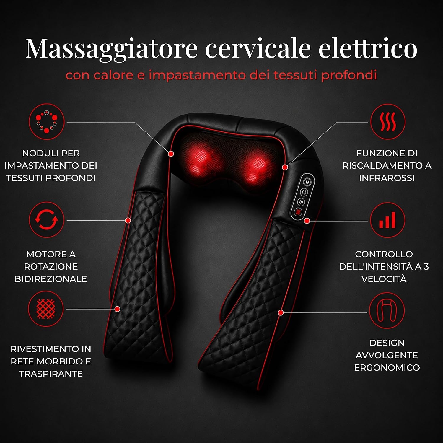 Detalle de Essy Massaggiatore cervicale a calore Shiatsu per collo, collo e spalle, schiena e gambe