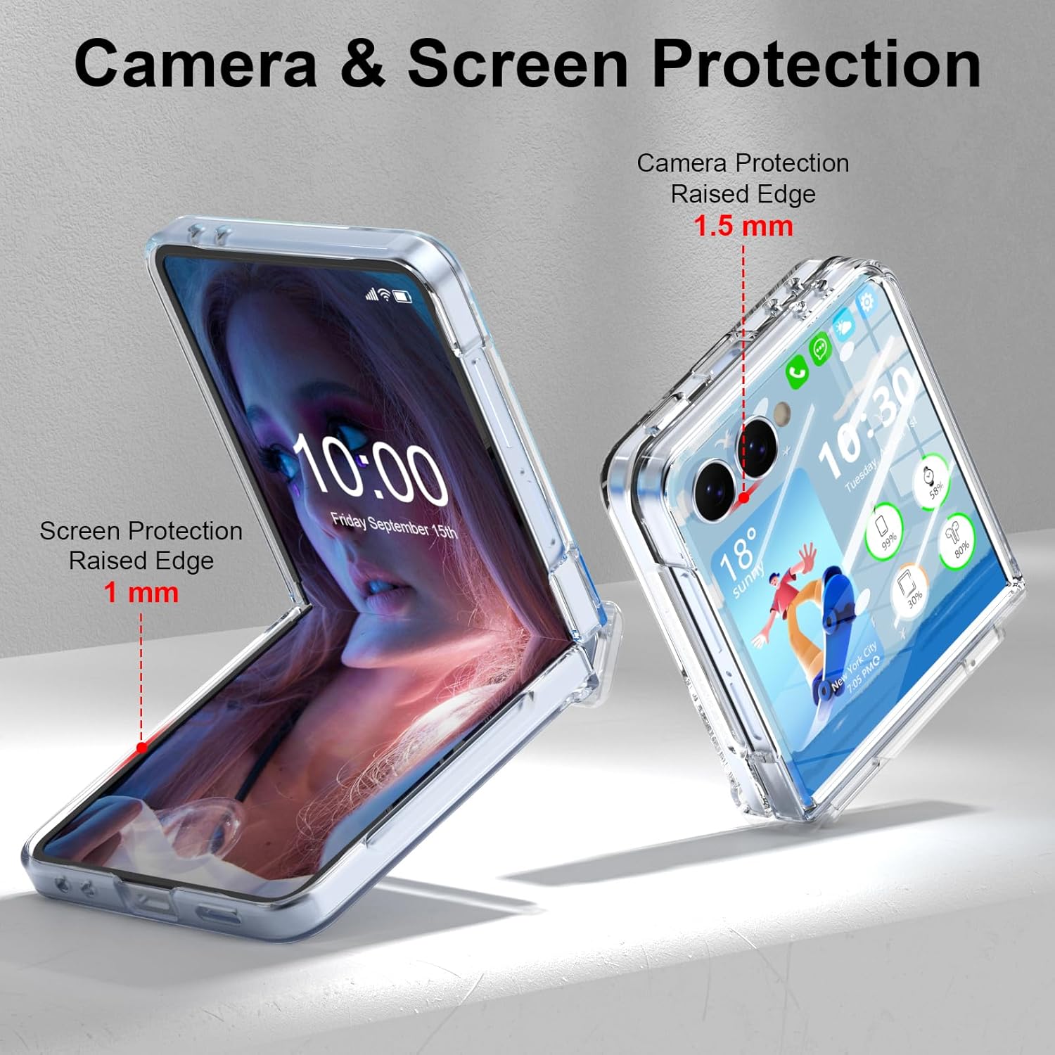 Thumbnail 1 de Designed for Samsung Galaxy Z Flip 7 Case with Hinge Protection & Foldable Kickstand (Built-in Screen Protector) – Clear