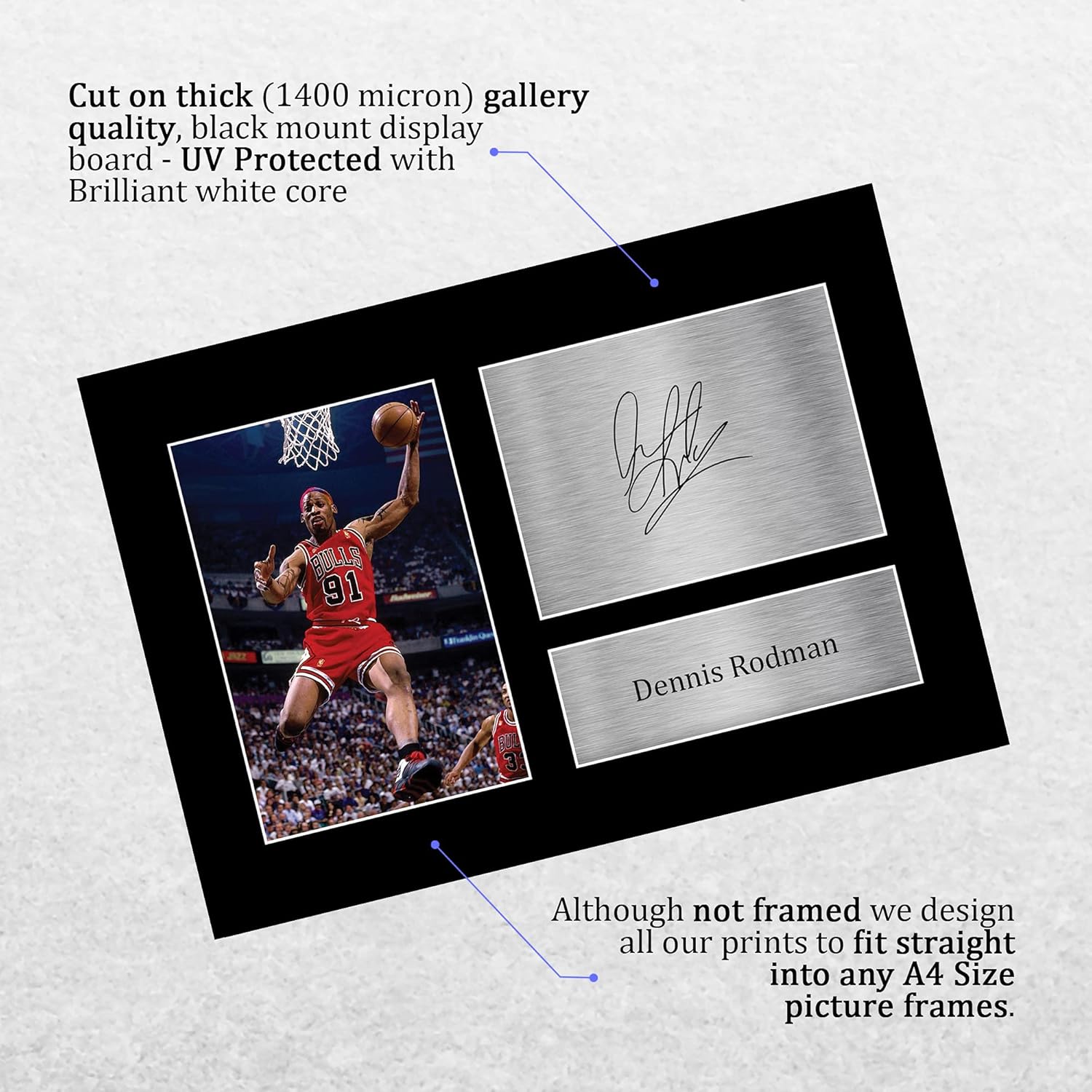 Thumbnail 2 de HWC Trading Dennis Rodman Chicago Bulls signed autograph A4 printed picture (memories for American football fans)