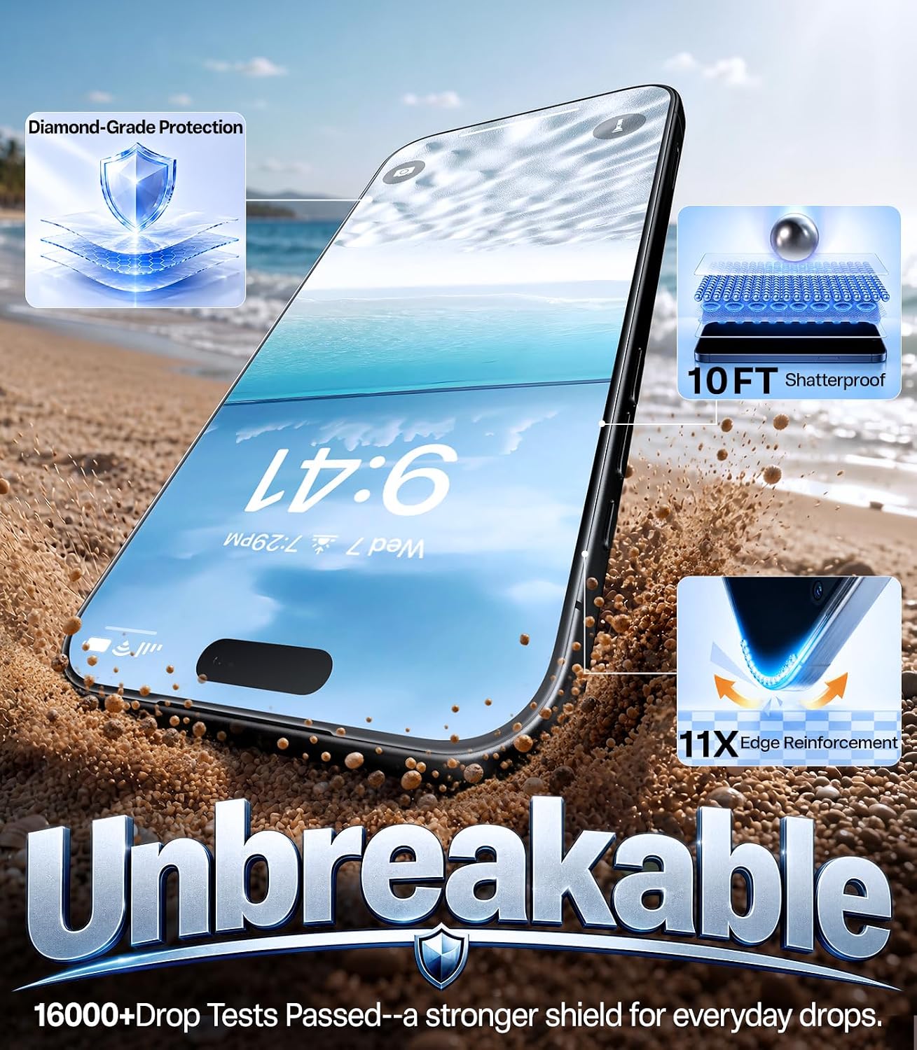 Detalle 2 de TORRAS SunView AR Screen Protector for iPhone 18 Pro, Anti-Reflective 2-Pack