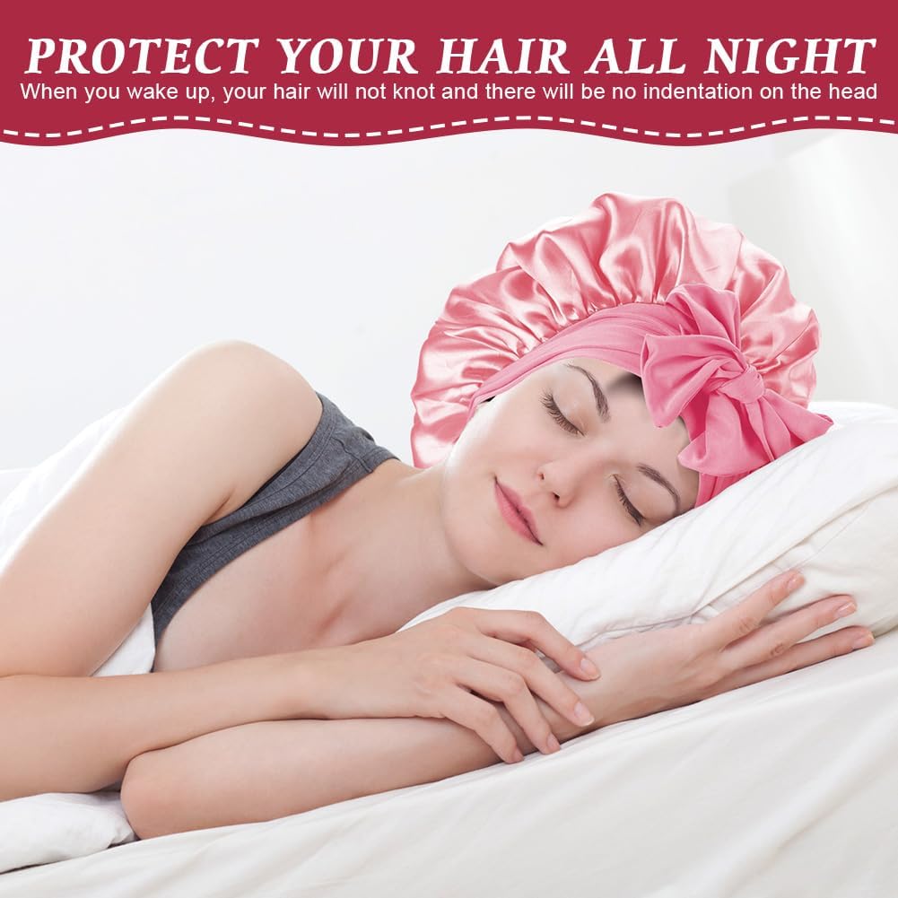 Thumbnail 6 de ACWOO Bonnet de nuit en satin ajustable pour protéger les cheveux (double couche)