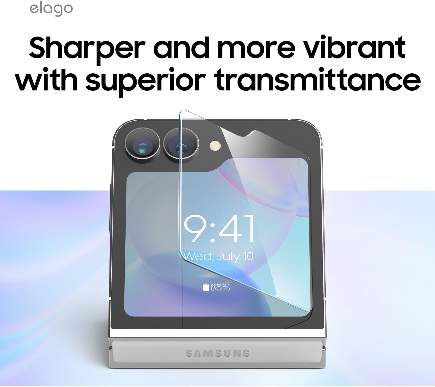 Detalle de elago Proteggi Schermo in Vetro Flessibile con finestra per Samsung Galaxy Z Flip 7 FE / Z Flip 6 / Z Flip 5