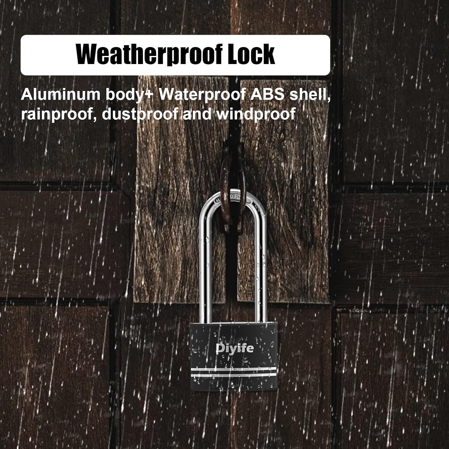 Thumbnail 1 de Diyife 2-Pack Aluminum Padlocks with Keys (40mm) – Anti-Rust, Weatherproof, 60mm Long Shackle