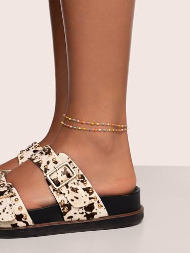 Detalle 2 de SINGULARU Tobillera Doble Dots Colors Enamel: brillo de 18Kt en acero inoxidable