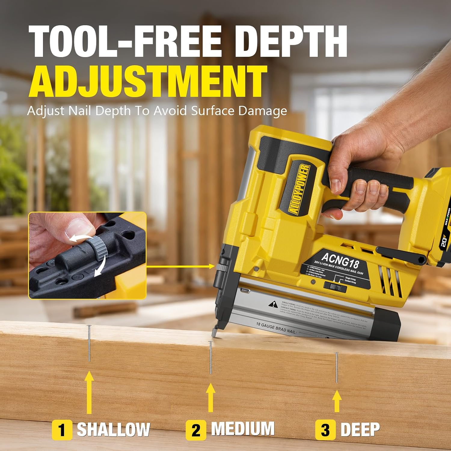 Thumbnail 3 de ALLOY POWER 20V Cordless 18-Gauge Brad Nailer with Dual Firing Modes