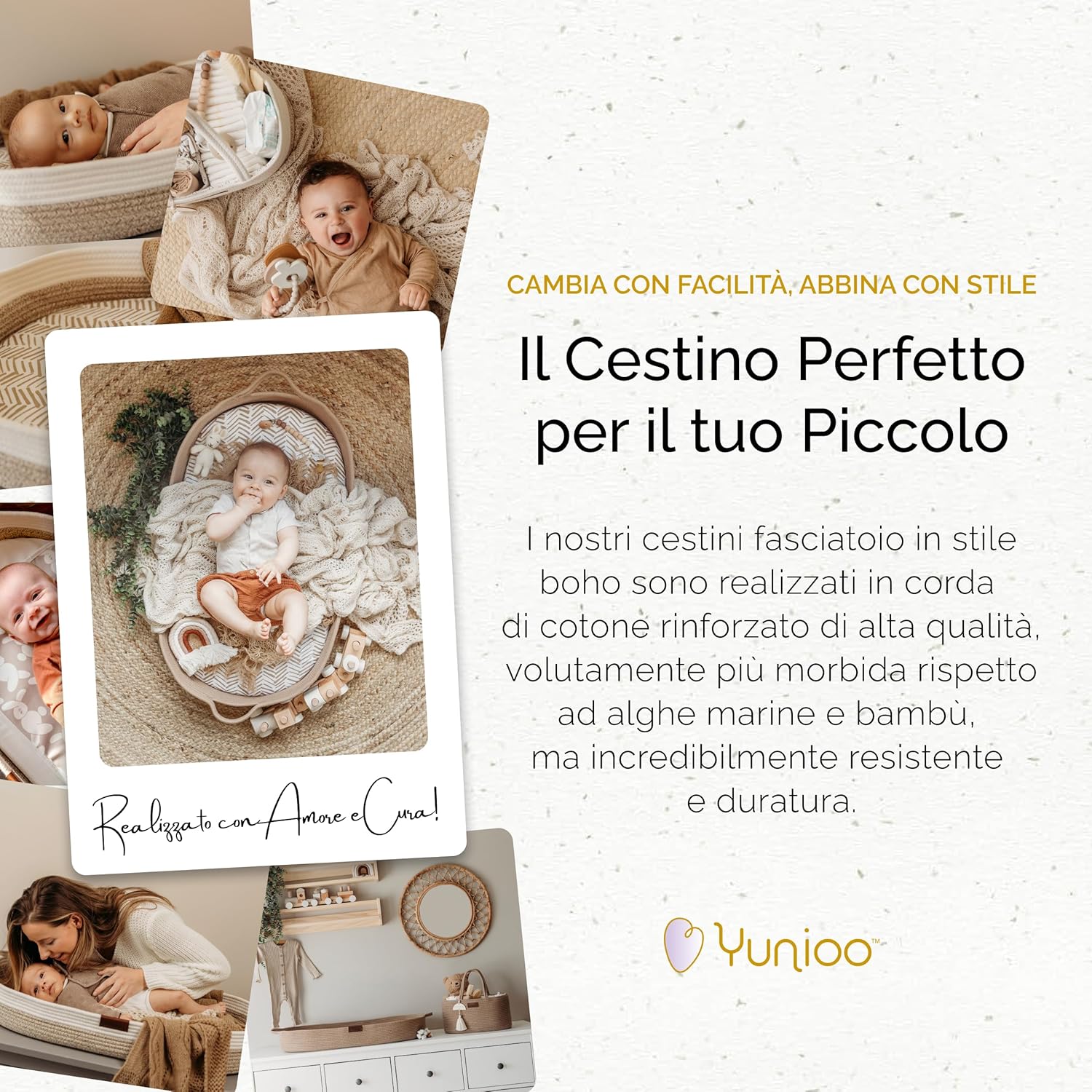 Thumbnail 1 de Yunioo Cesta Fasciatoio per Neonato con Materassino Impermeabile – Fasciatoio Portatile in Cotone, Morbido e Durevole