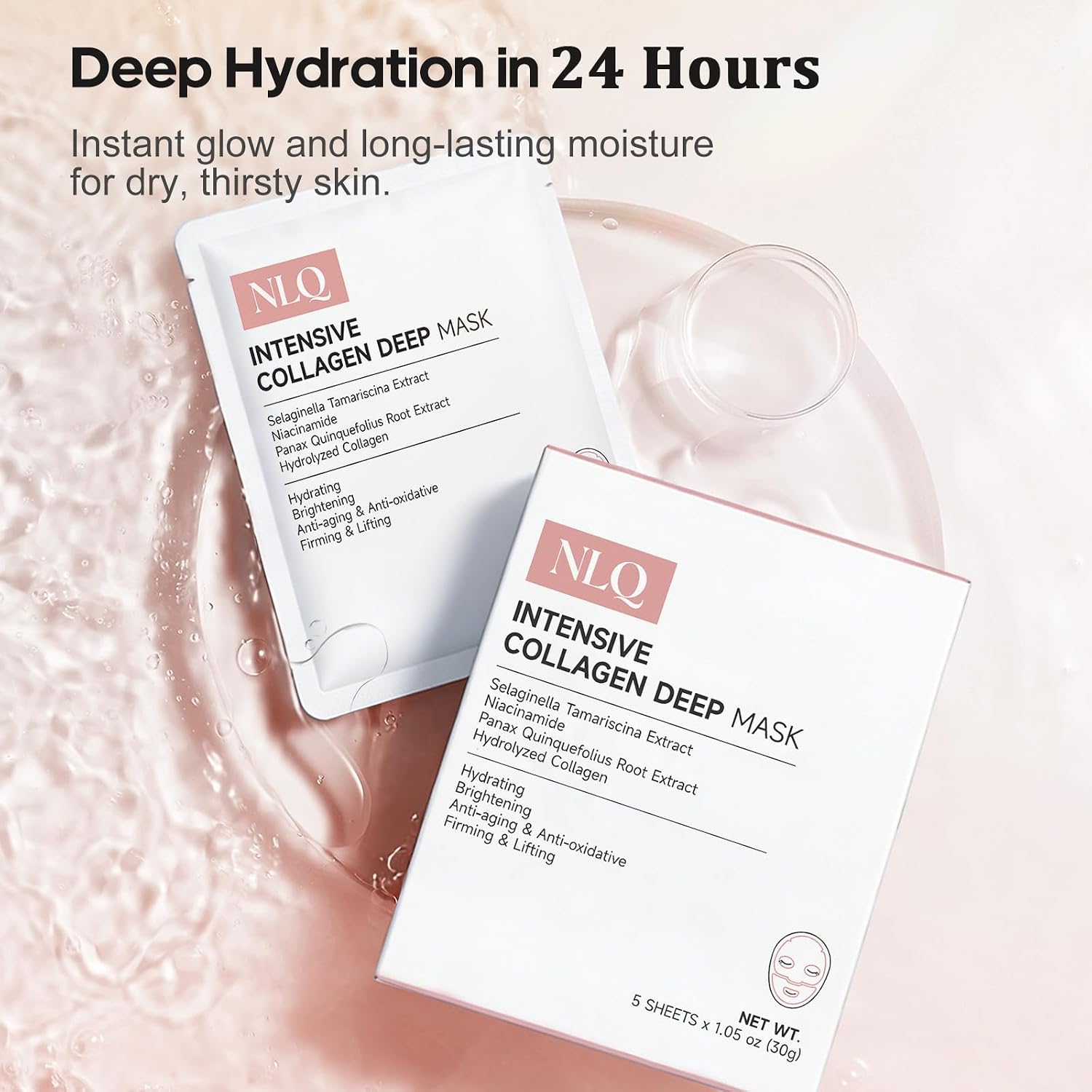 Thumbnail 1 de NLQ Collagen Face Mask Overnight Hydrogel Deep Mask: Glass Skin Hydration & Firming