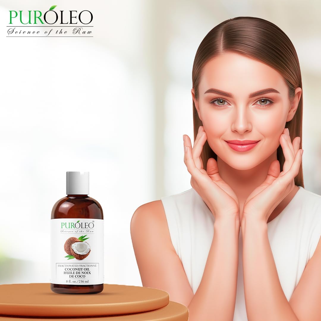 Detalle de PURÓLEO Fractionated Coconut Oil, 8 fl oz/236 mL Moisturizer & Carrier Oil