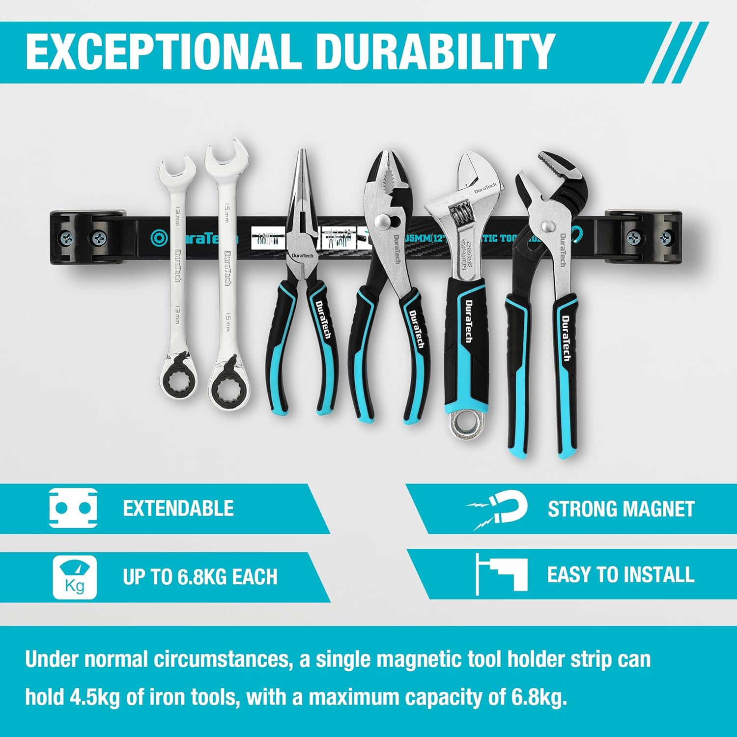 Thumbnail 5 de DURATECH 4x Barre Magnétique pour Outils – Ensemble porte-outils mural robuste 30,5 x 2,3 cm