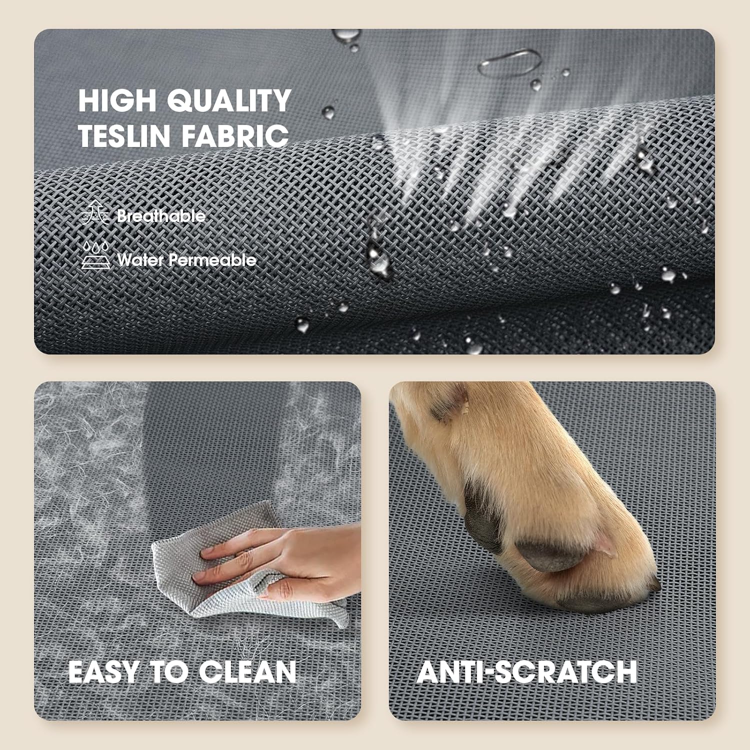 Detalle 1 de Czpalo Elevated Dog Bed for Large Dogs, 43.3 x 31.9 in Textilene Mesh