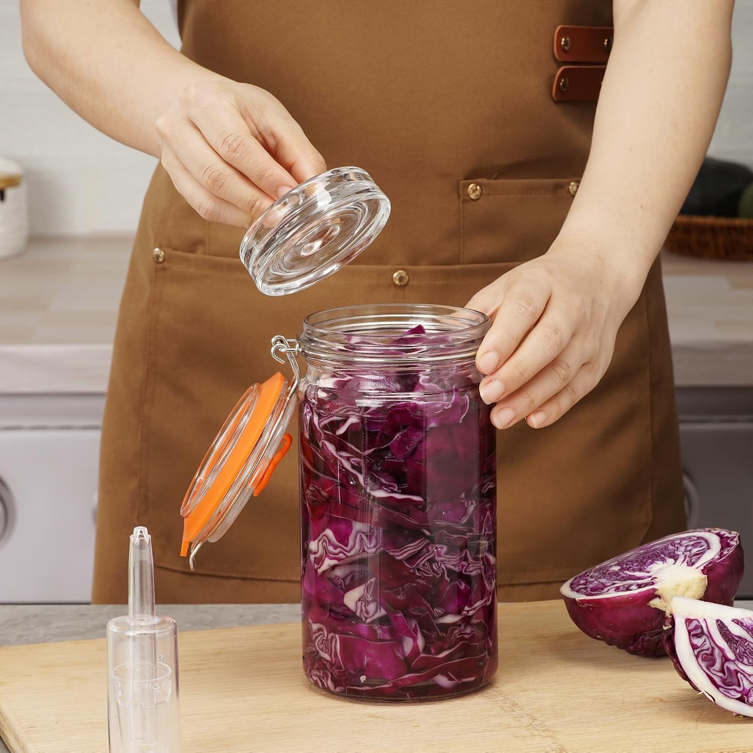 Detalle de SwiftSlot 1L Fermentation Jars with Weights & Air Lock – 2 Pack