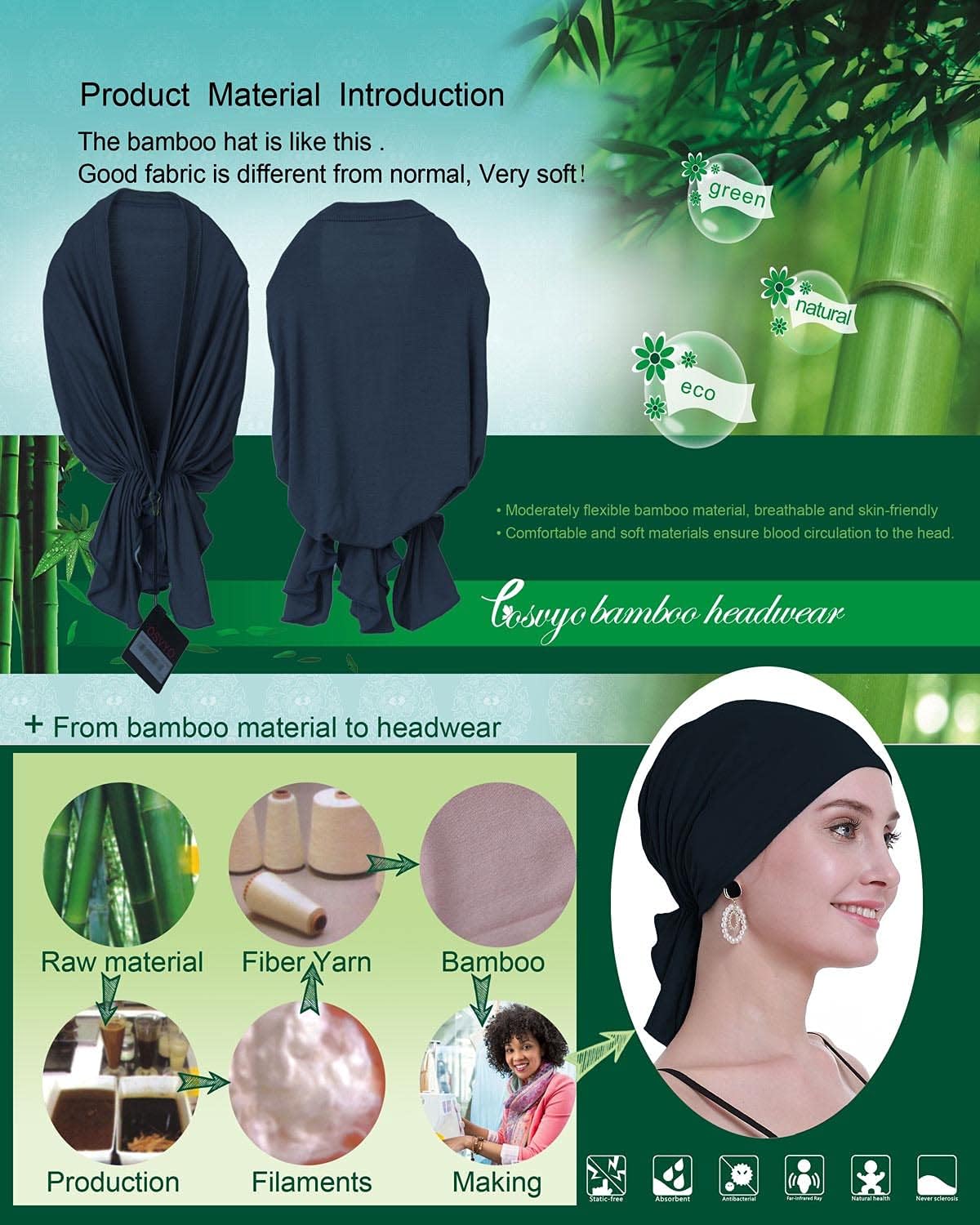 Detalle 2 de osvyo turbante chemo 95% bambù 🧣