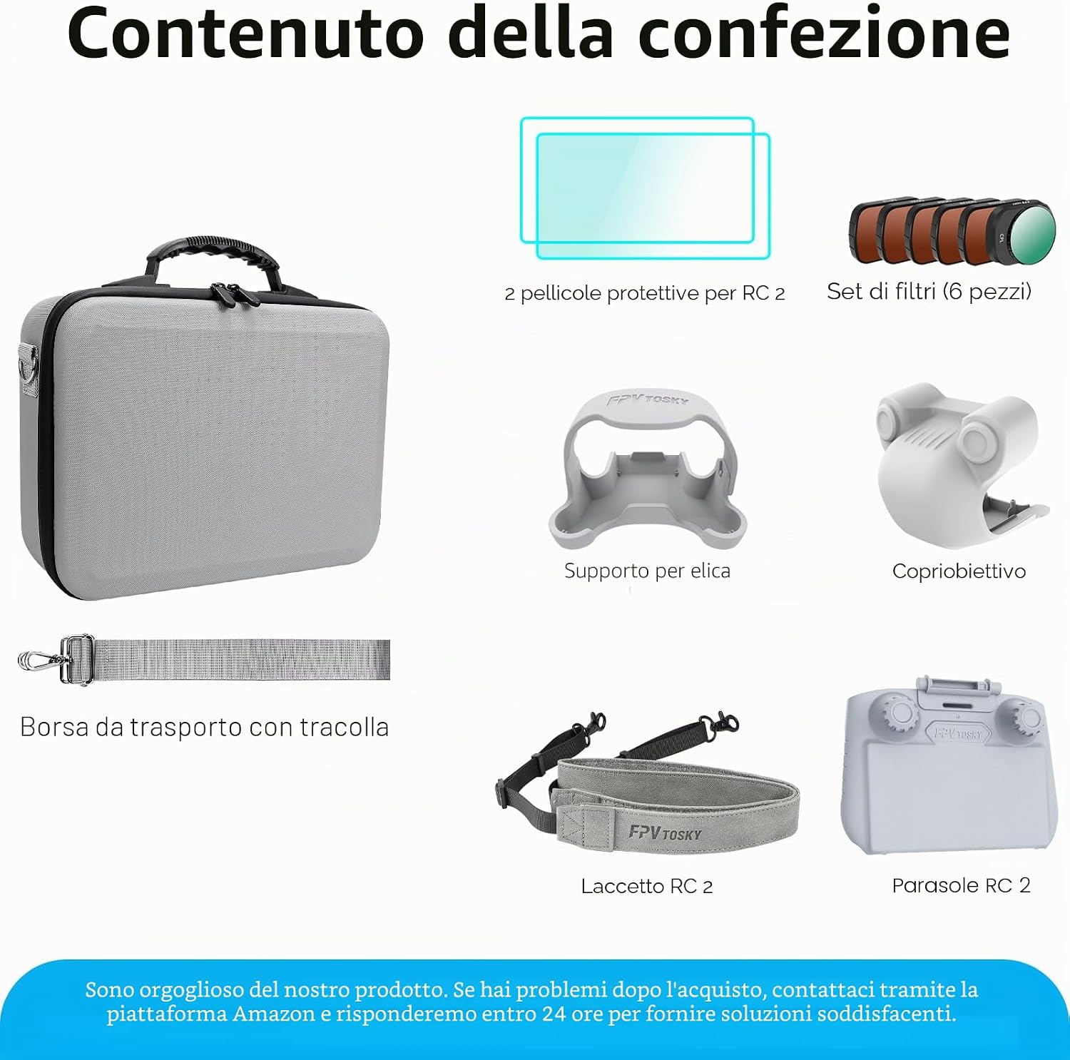 Thumbnail 6 de FPVtosky Pacco accessori Mini 4 Pro – Kit 7 in 1 con custodia, filtri ND, parasole RC2 e accessori essenziali