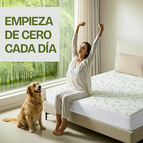 Detalle de Utopia Bedding Protector de colchón impermeable 135 x 190 x 30 cm de viscosa (Oeko-Tex)