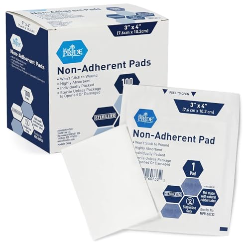 Detalle de MED PRIDE Sterile Non-Stick Pads for Wound Care (3x4 Inch, Pack of 100)